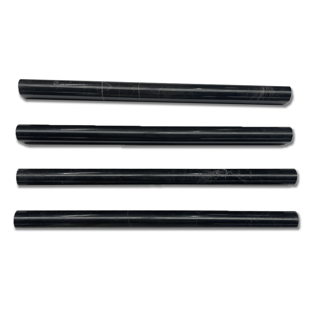 N18P Nero Marquina Black Marble 3/4×12 Pencil Liner Trim Molding Polished
