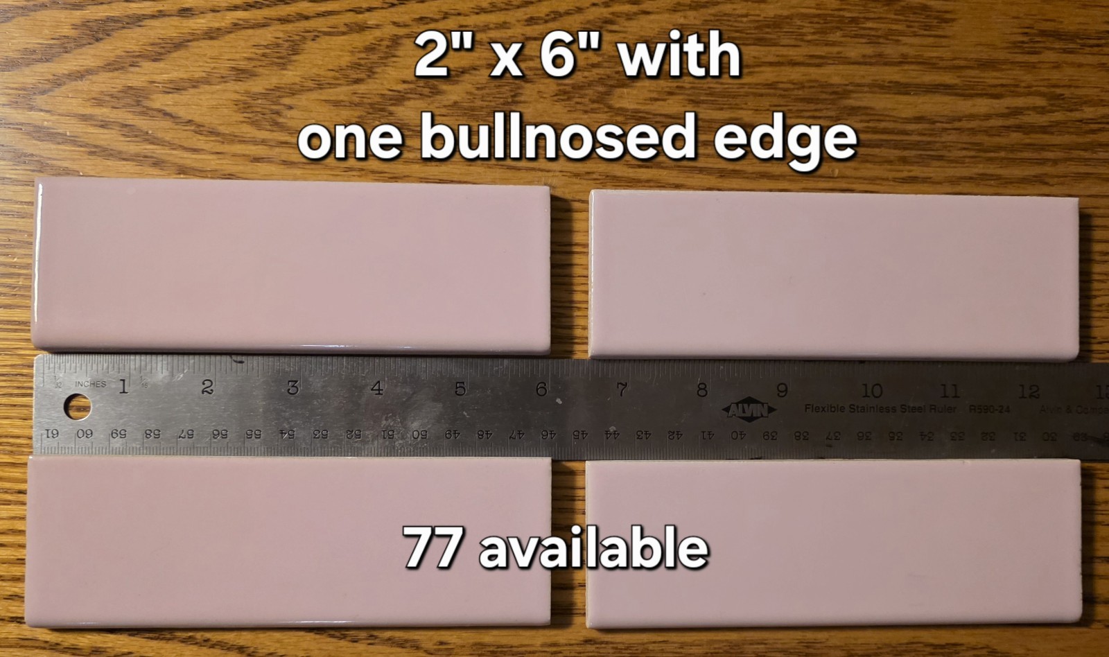 Romany Spartan Ceramic Wall Tile Pink, 2″x6″, Glossy Finish w/ One Bullnose Edge