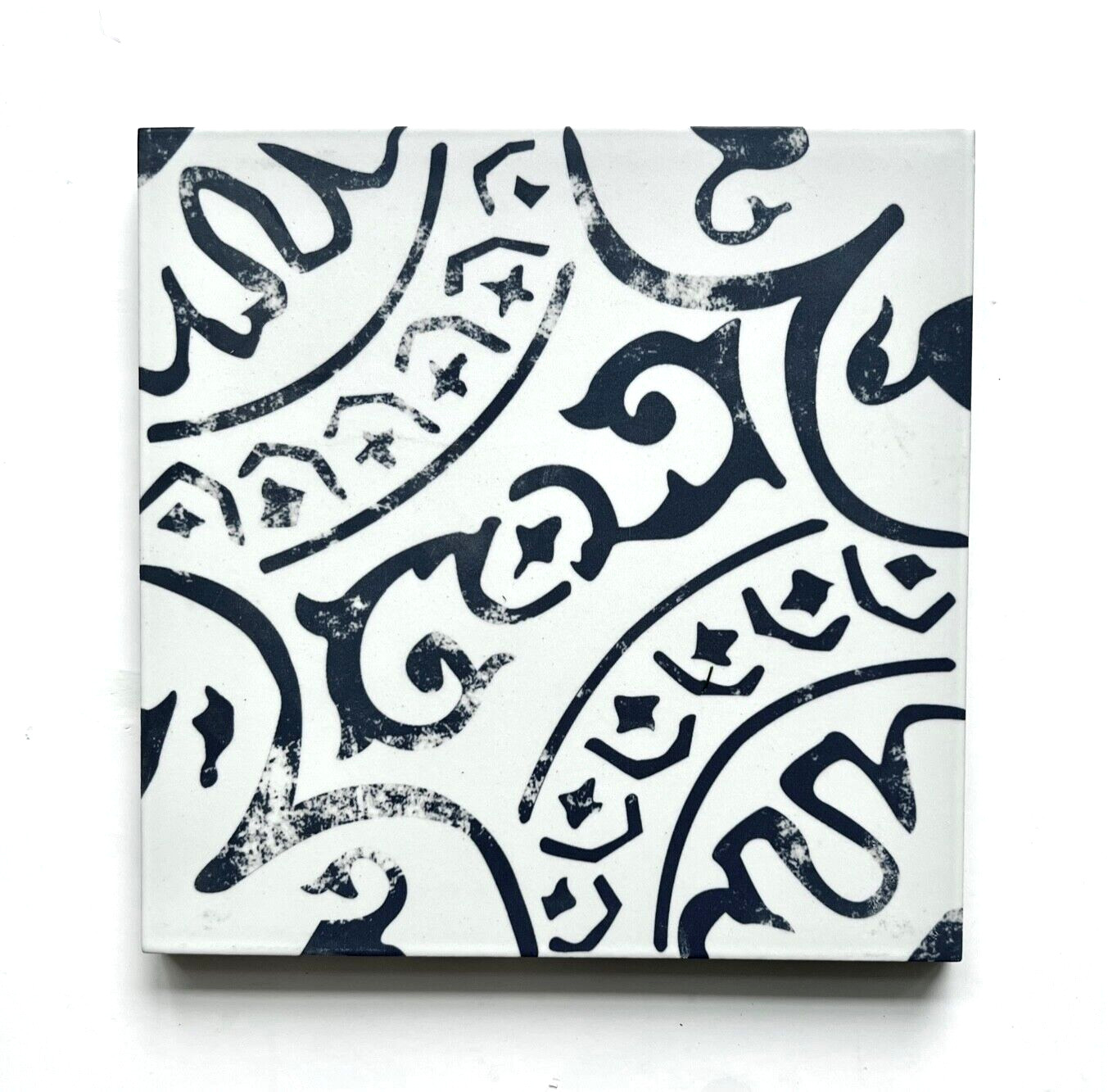 8×8 Flora Blue White Patterned Porcelain Floor and Wall Tile By Squarefeet Depot