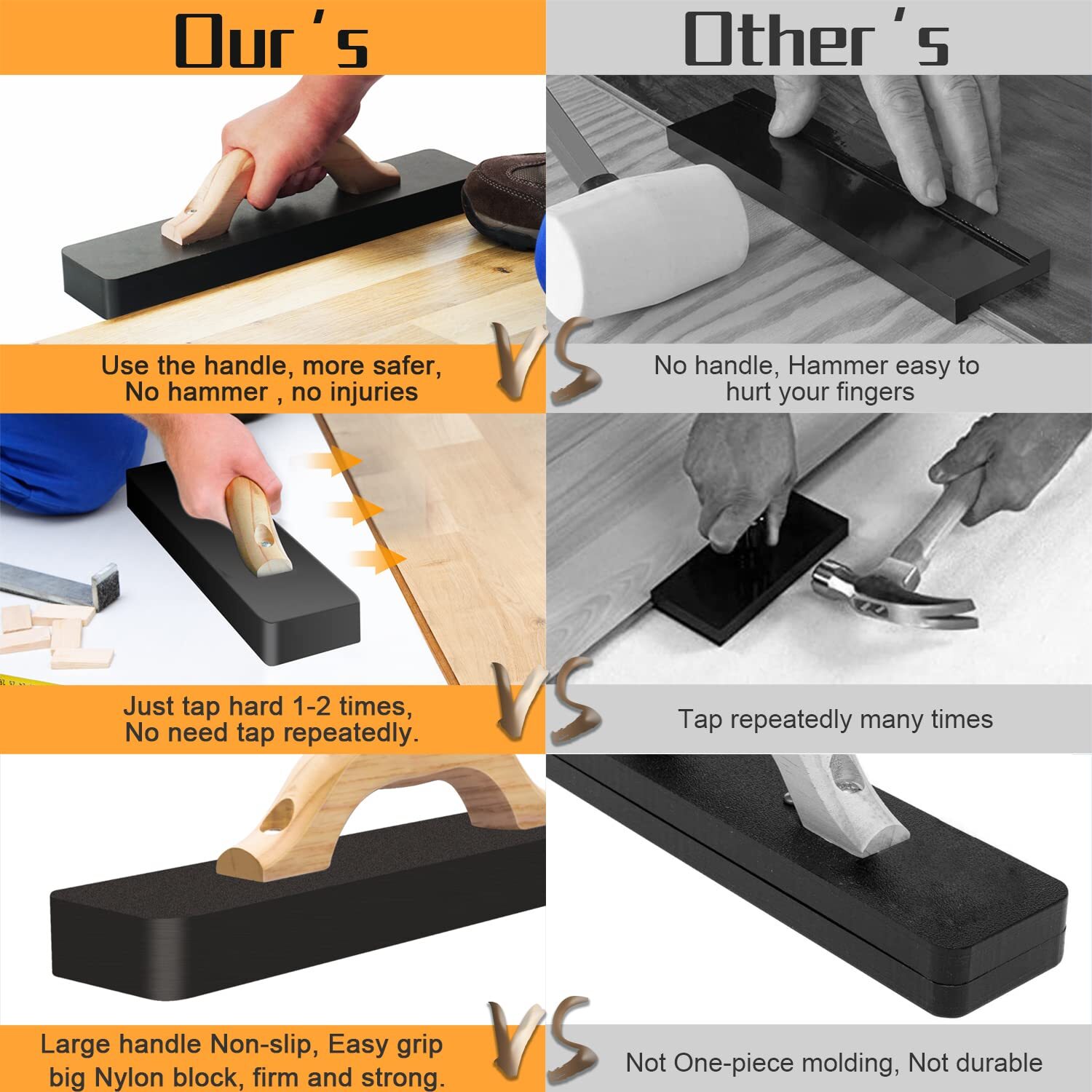 Tapping Block, NAACOO Flooring Tools – Heavy Big Tapping Block for Vinyl Plank