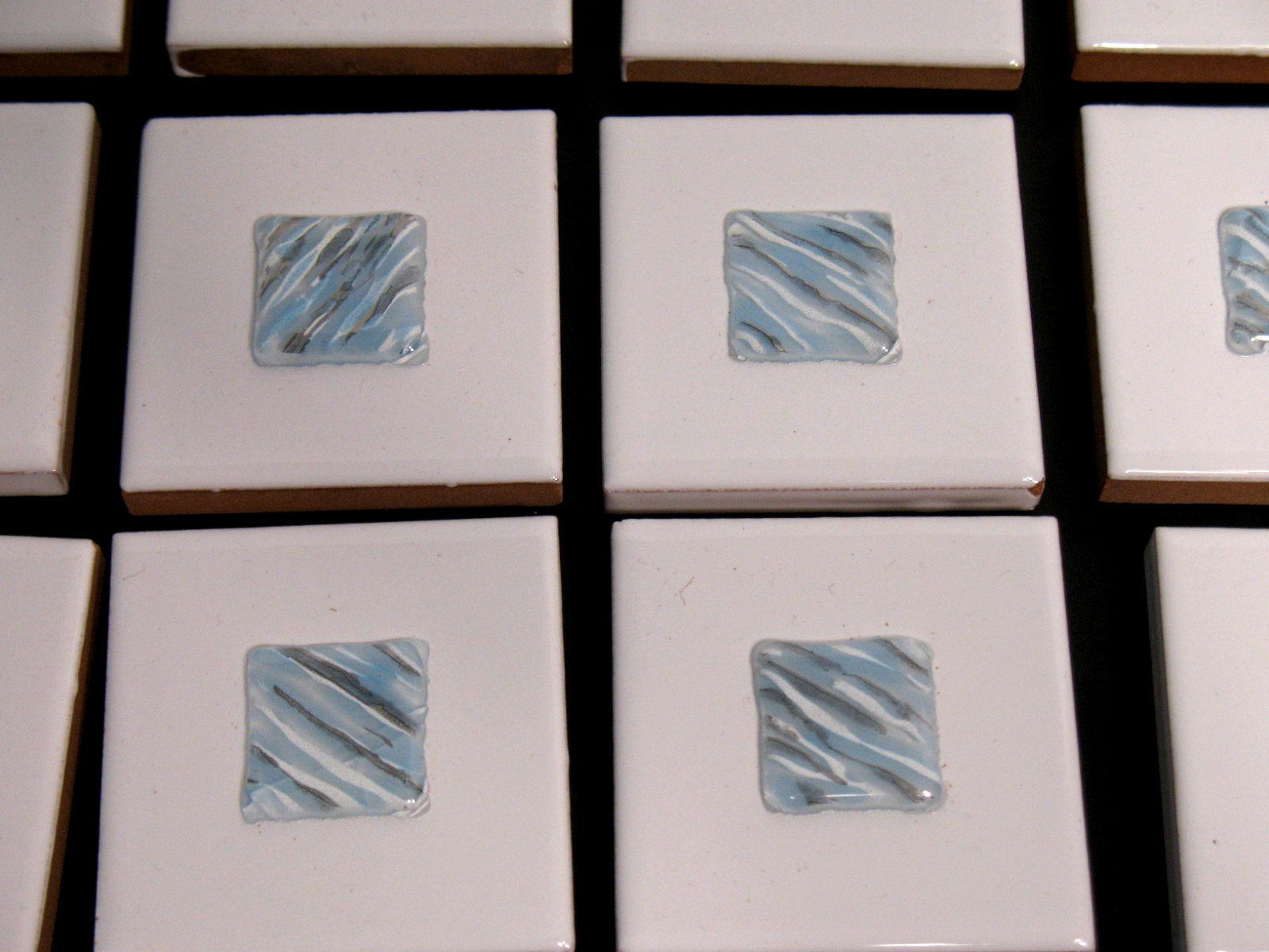 2 x 2 inch CENTER GLASS MEDALLION TILE LOT OF 46 SOME IMPERFECT ITALY HANDMADE