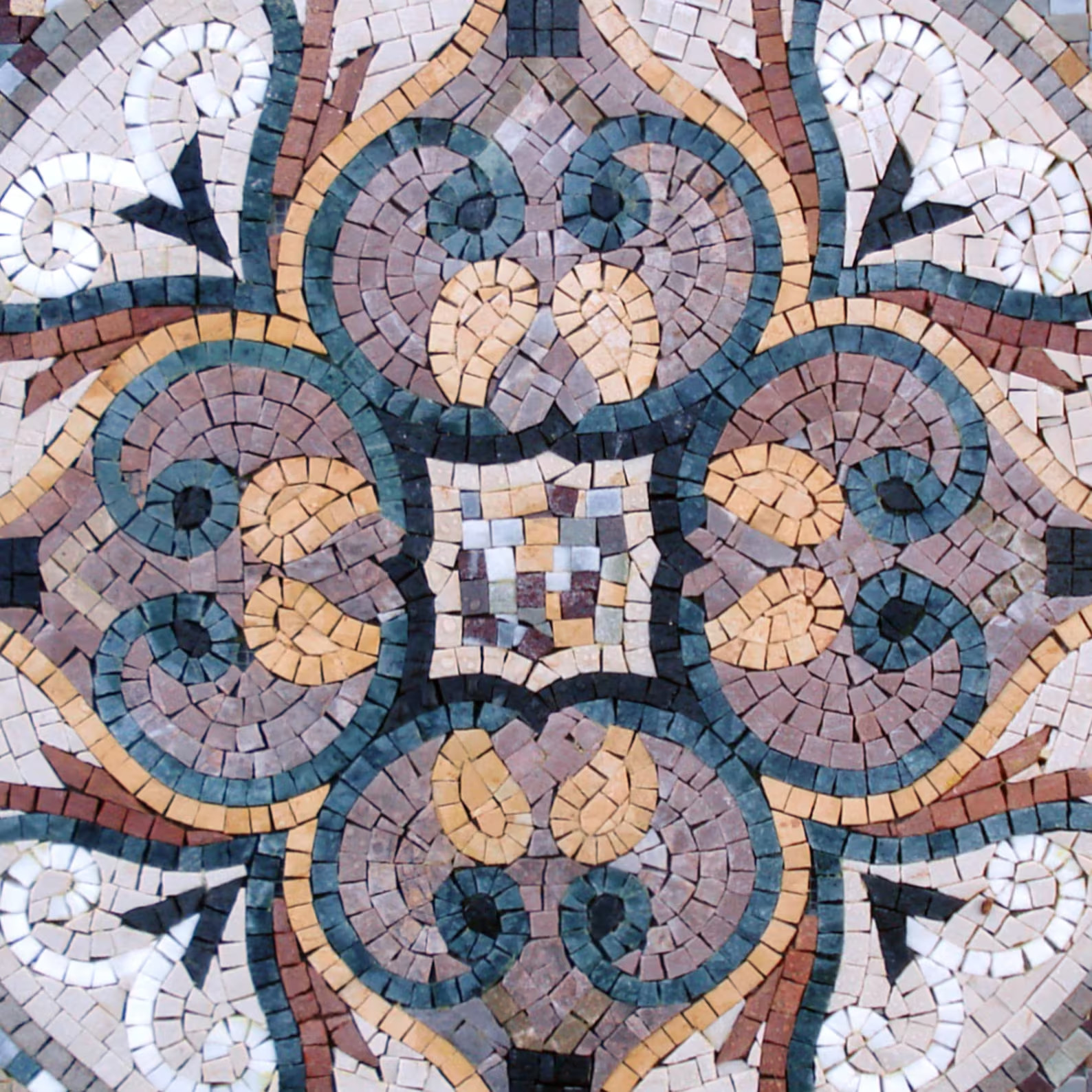 24” GEOMETRICAL MOSAIC TILES | Square Shape Abstract Pattern Murals