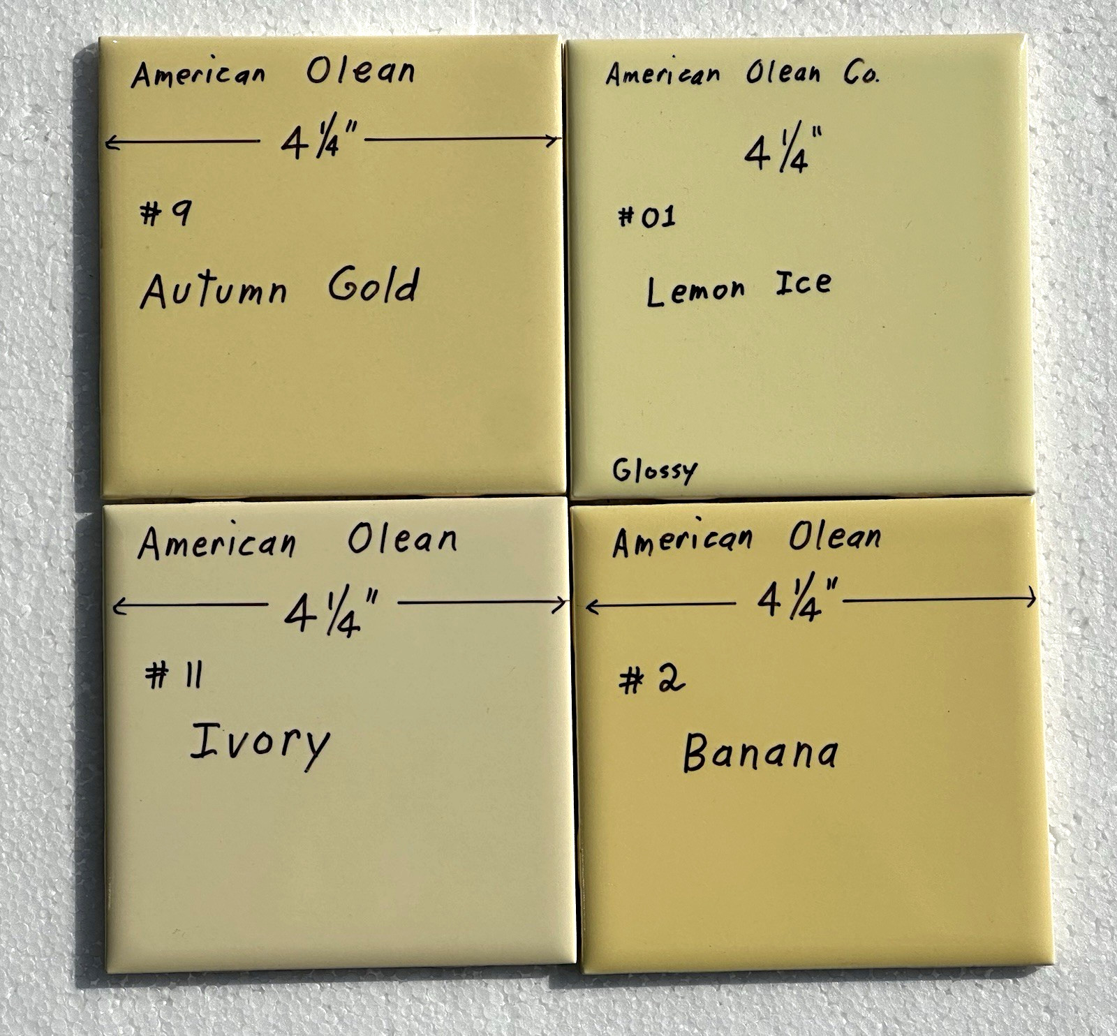 1 pc. Lemon Ice – Yellow: 4-1/4″ Glossy Ceramic Tile by American Olean #01, rare