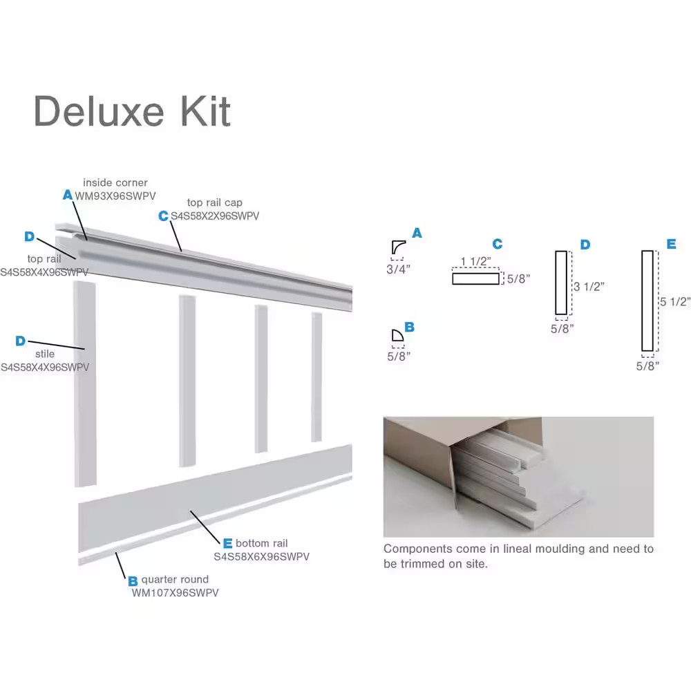 5/8 In. X 96 In. X 32 In. Expanded Cellular PVC Deluxe Shaker Wainscoting Mouldi