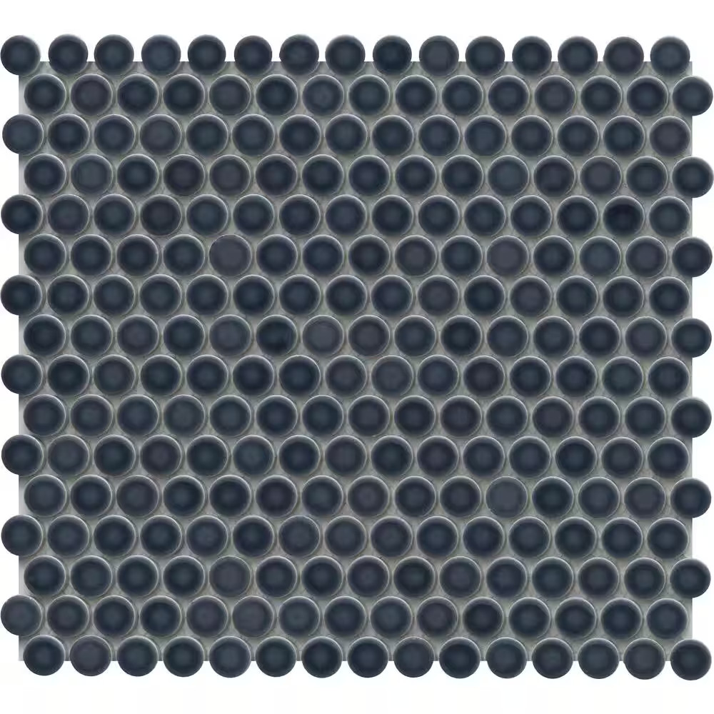Savvy Navy 11 In. X 12 In. Penny Glossy Porcelain Mosaic Floor and Wall Tile (0.