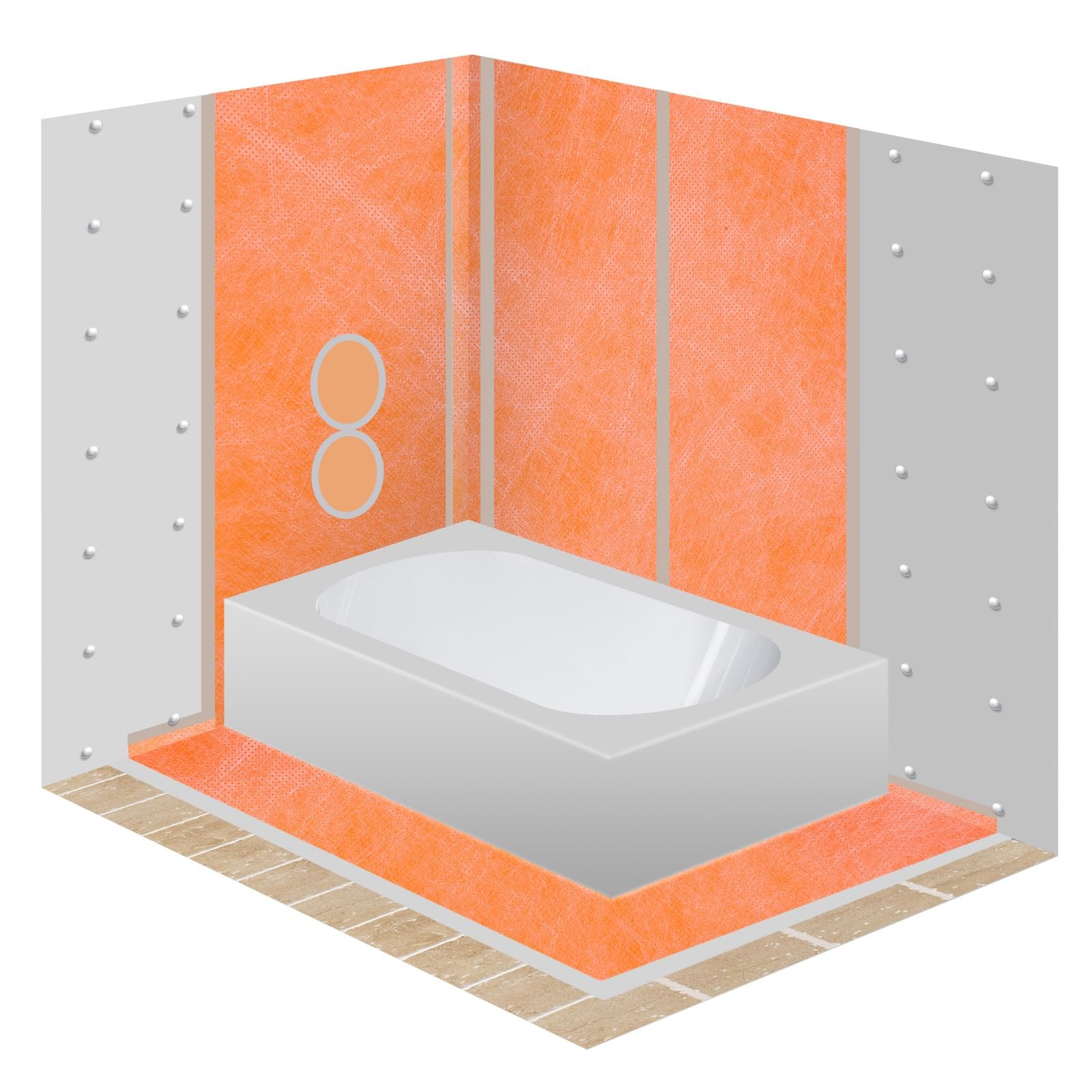 Waterproof Membrane for Shower 3.3 FT x 65.6 FT 215 SQ FT 20mil Waterproofing…