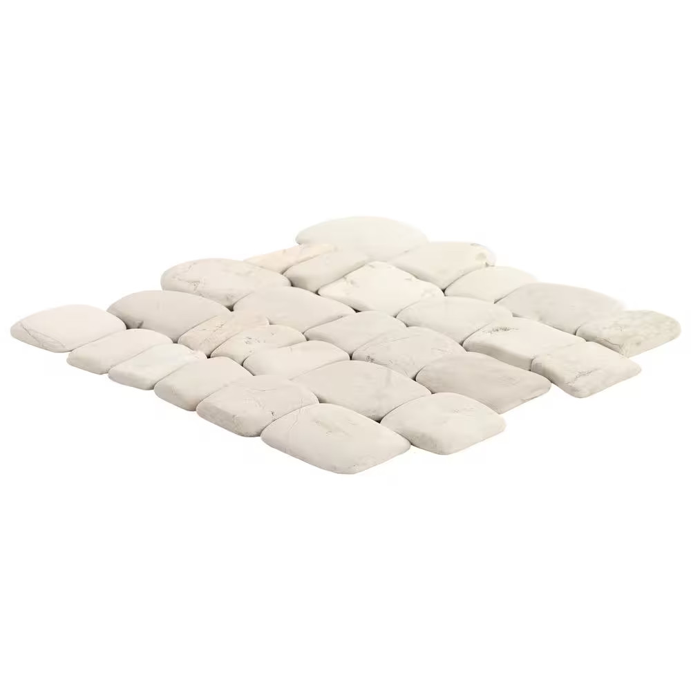 Countryside Pathway Lovina White 11.81 In. X 11.81 In. Natural Stone Mosaic Wall