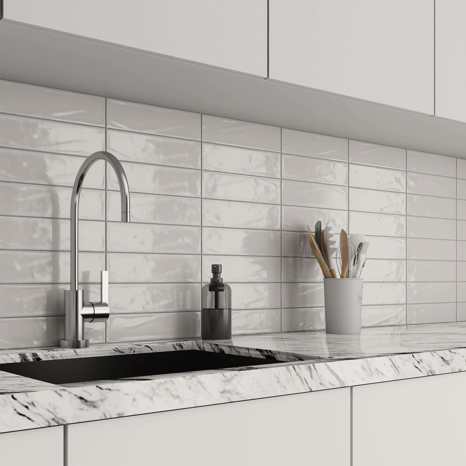 Cruz Bay Studio MKT61111 Chateau – 3″ x 12″ Brick Wall Tile – – Cream Matte