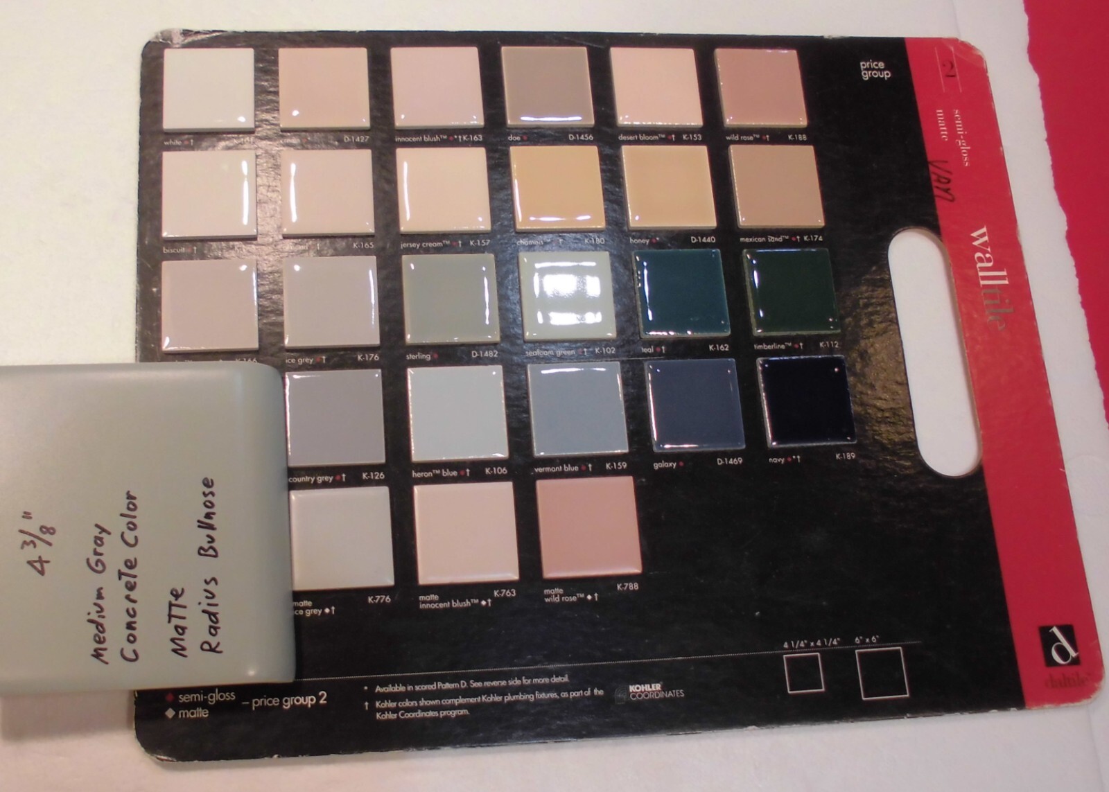 1 pc. Gray-Concrete Color: Matte Radius Bullnose Ceramic Tile 4-3/8″ Mosaic Co.
