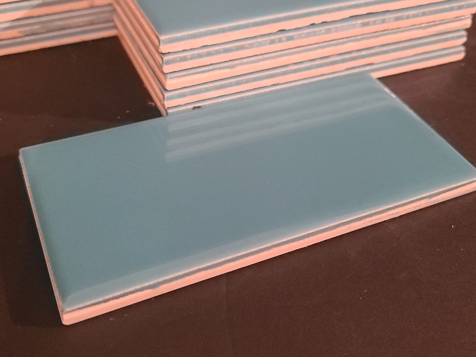 (LOT OF 26) NEW Gloss TEAL Subway Tile Made in Mexico 3″ X 6″ X 1/4″