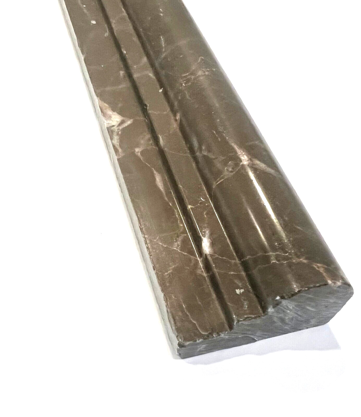 2X12 Smoky Brown Polished Marble Ogee Chair Rail Profile Molding Wall Trim Piece
