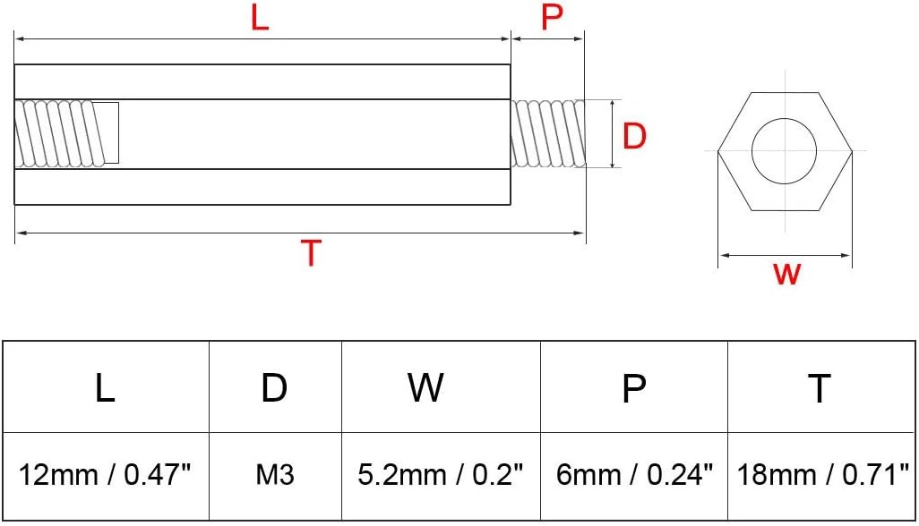 uxcell 30pcs M3 12+6mm Female Male Thread Brass Hex Standoff Spacer Screws…