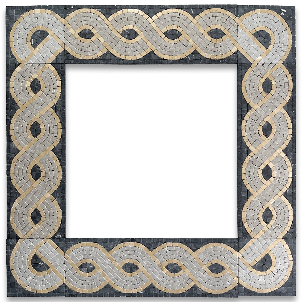 B4668T Marble Mosaic Border Listello Accent Tile Wave Nero 4×12 Tumbled