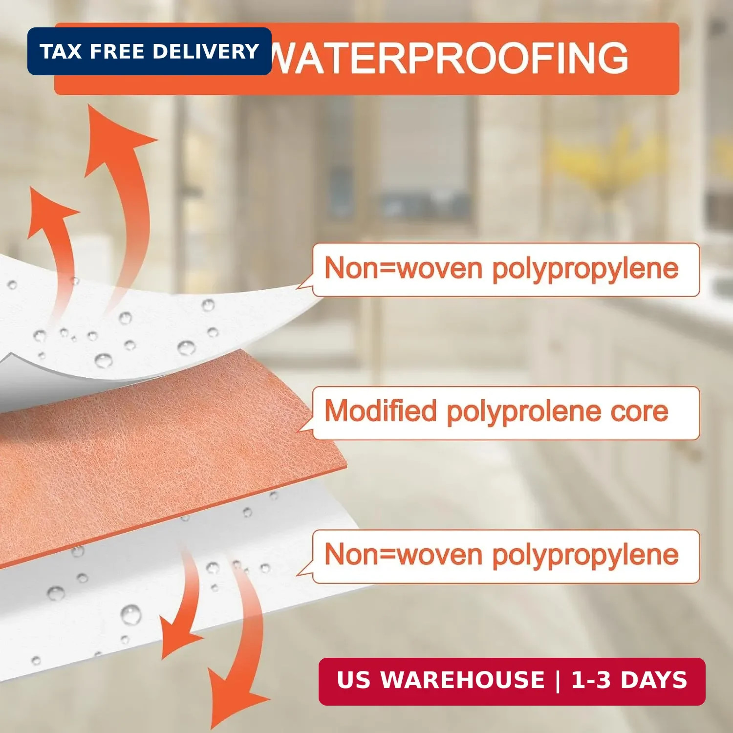Waterproof Membrane For Shower, Waterproofing Polyethylene Seamless Membrane, In