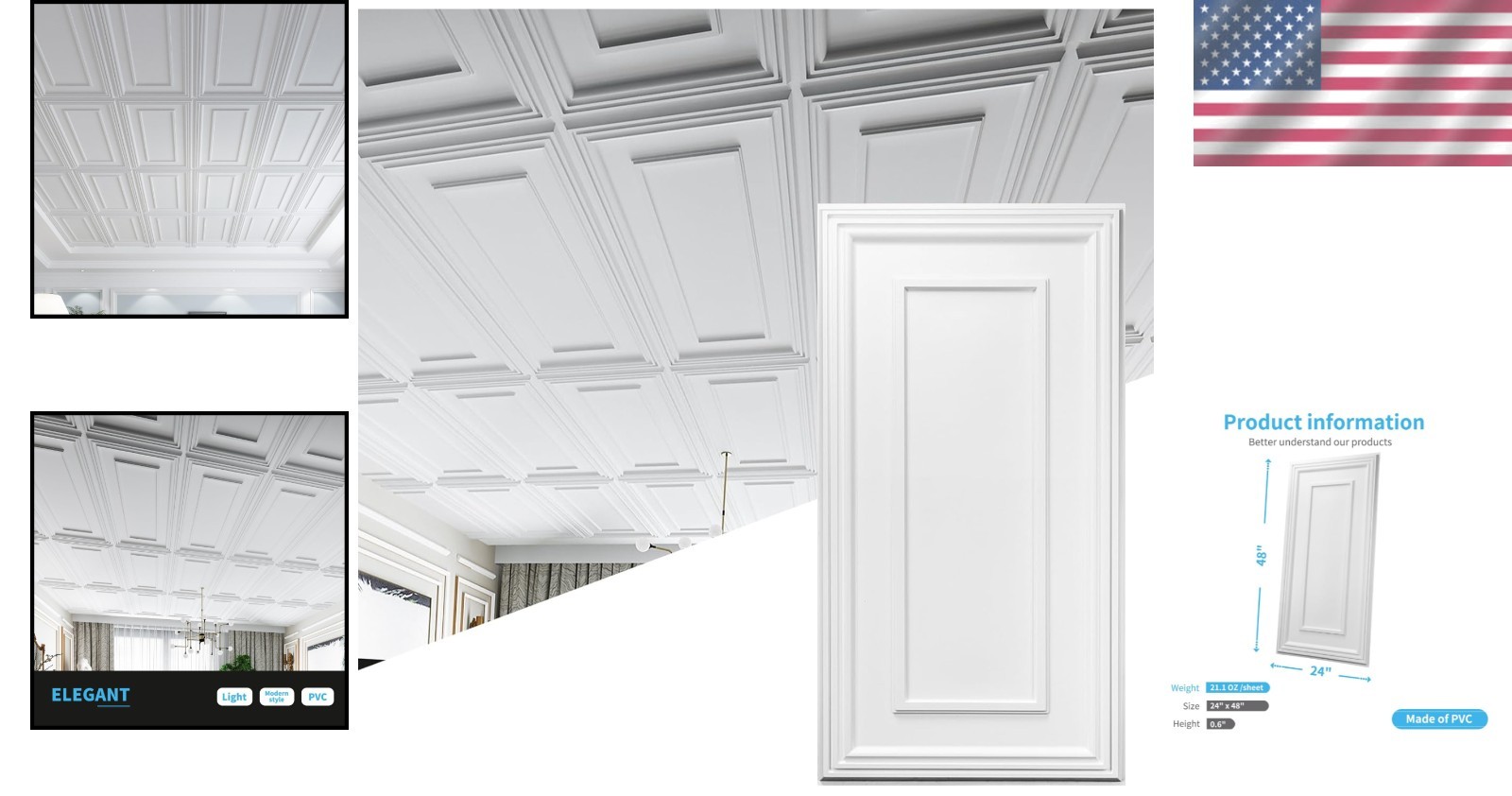Durable Water-Resistant Drop Ceiling Tiles, 96 Square Feet Coverage, 12-Pack