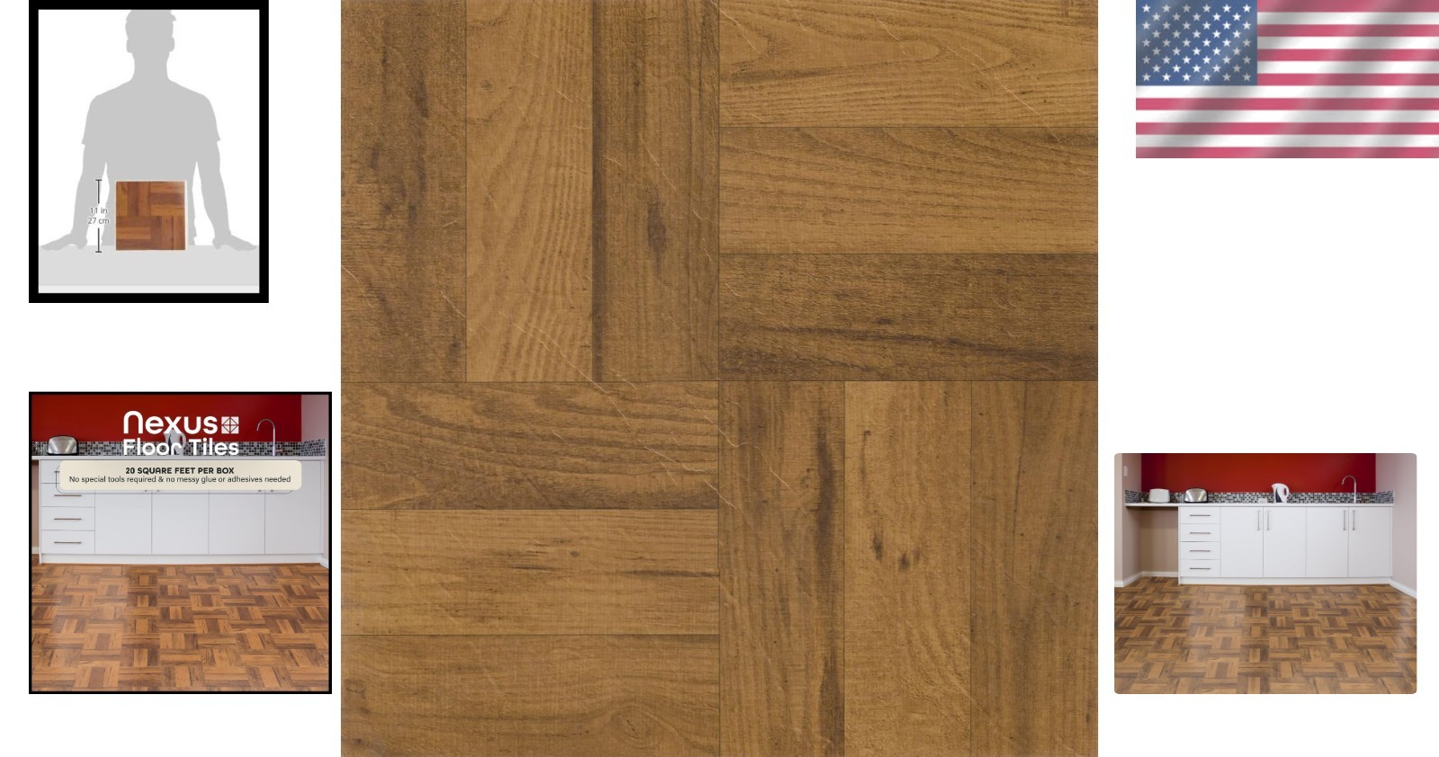 Luxury 3 Finger Medium Oak Parquet Vinyl Tiles – 20 Tiles for Easy Installation
