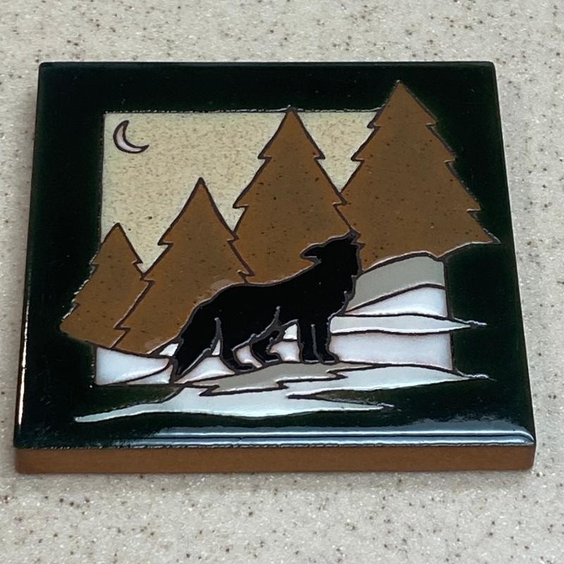 Forest Animals Wildlife Ceramic Tile Coasters Wolf Bald Eagle Deer Lot of 3