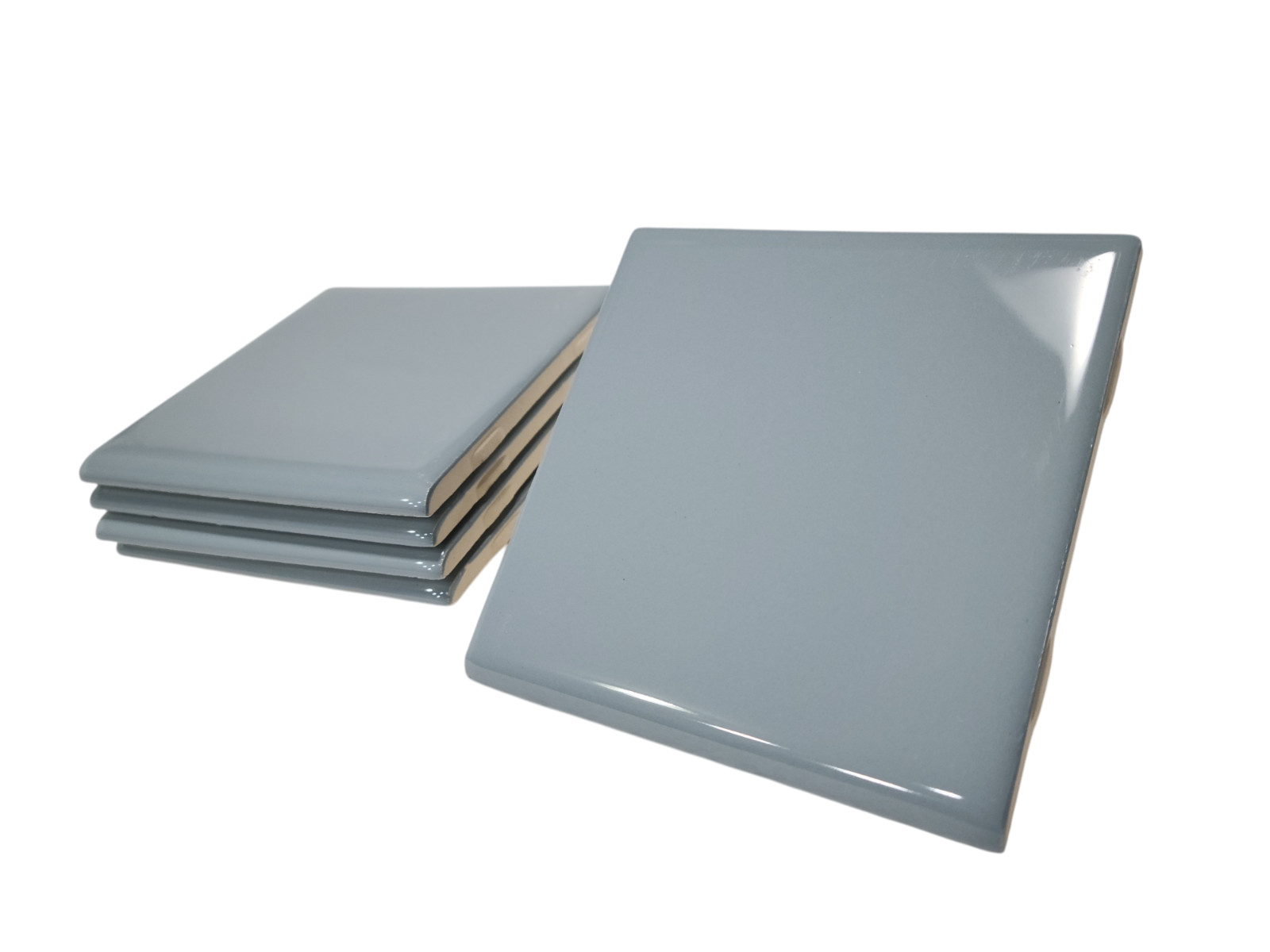 Blue Ceramic Tile 4.25 inch Bullnose Trim Edge Vintage Subway Square Color 0169