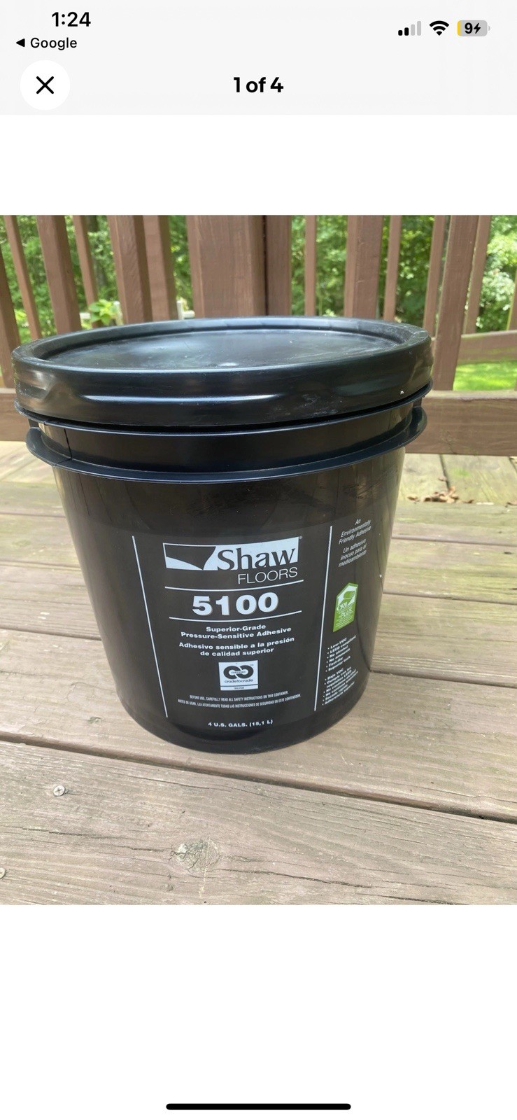 Shaw Floors 5100 Pressure-Sensitive Adhesive Black 4 Gallon Low VOC Eco-Friendly