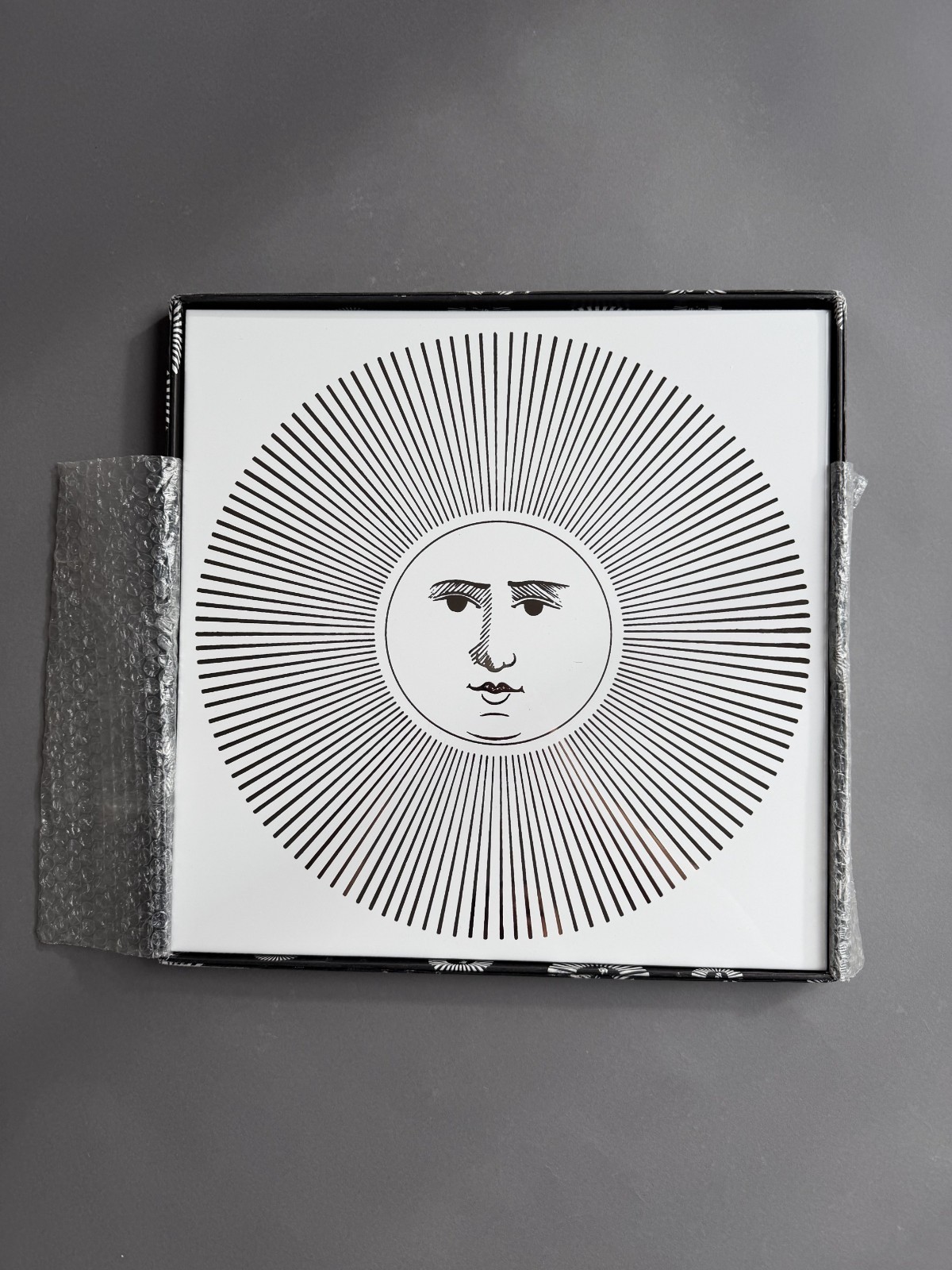 Fornasetti Ceramic 16″ Tiles (Pair) – Sol e Lune – Gold Leaf on White | NEW