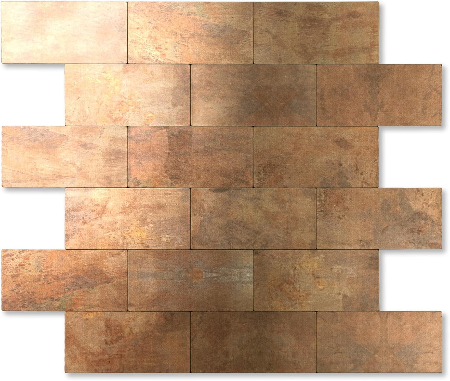 10-Pack 12″x12″ Copper Metal Peel and Stick PVC Wall Tiles for Backsplash
