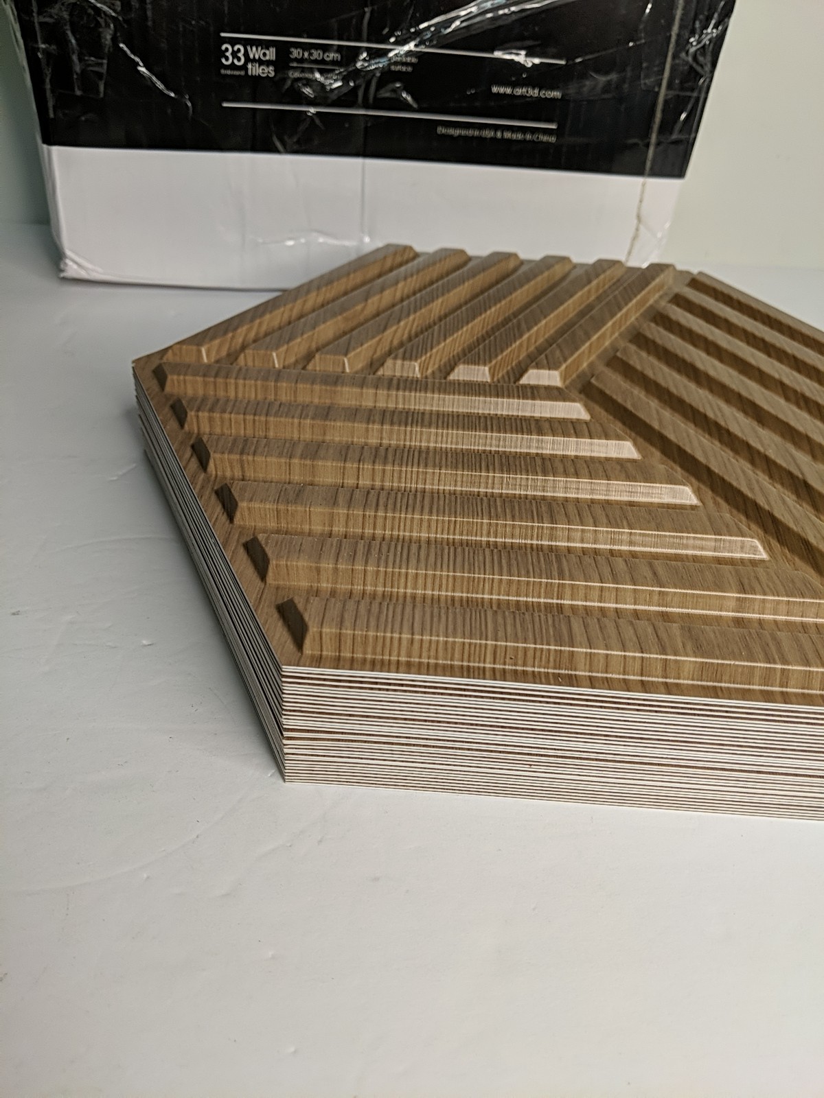 Art3d 33-Pieces 12″ x 12″ 3D Line Cube 3D Wall Panel, 32 Sq.ft/Case WALNUT
