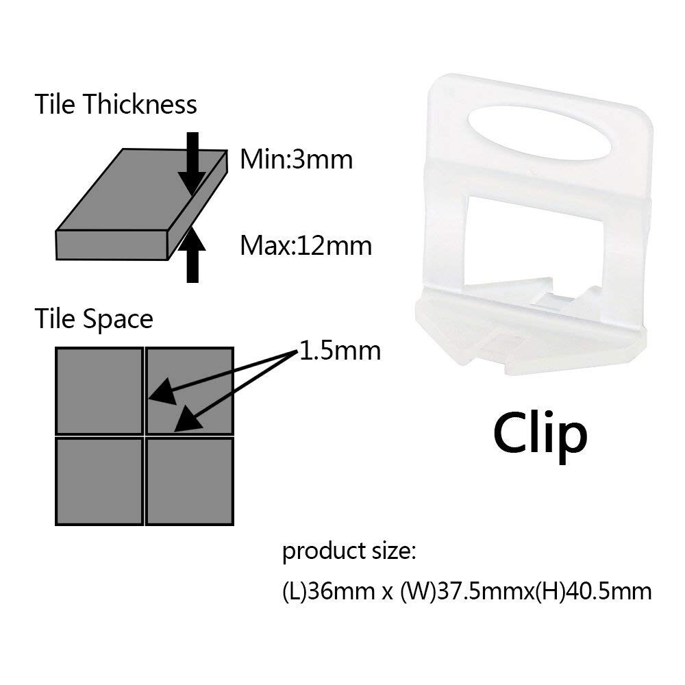 Tile Leveling System Clips 1/16 1.5mm 3.000Pcs Tile Spacer Tiling Tool