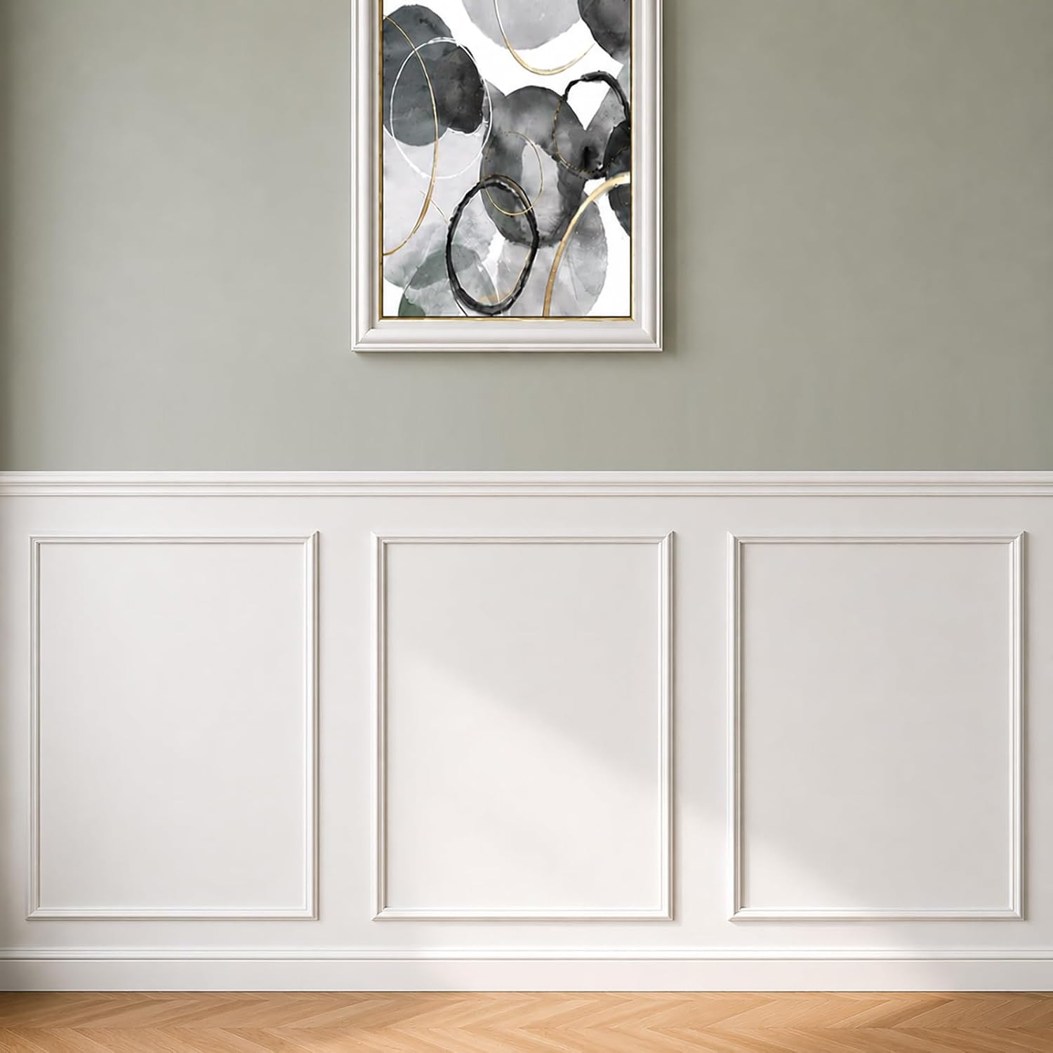 3 Set Peel and Stick Wall Molding Kit,Pre Cut Wainscoting Panels,24X32In | Self