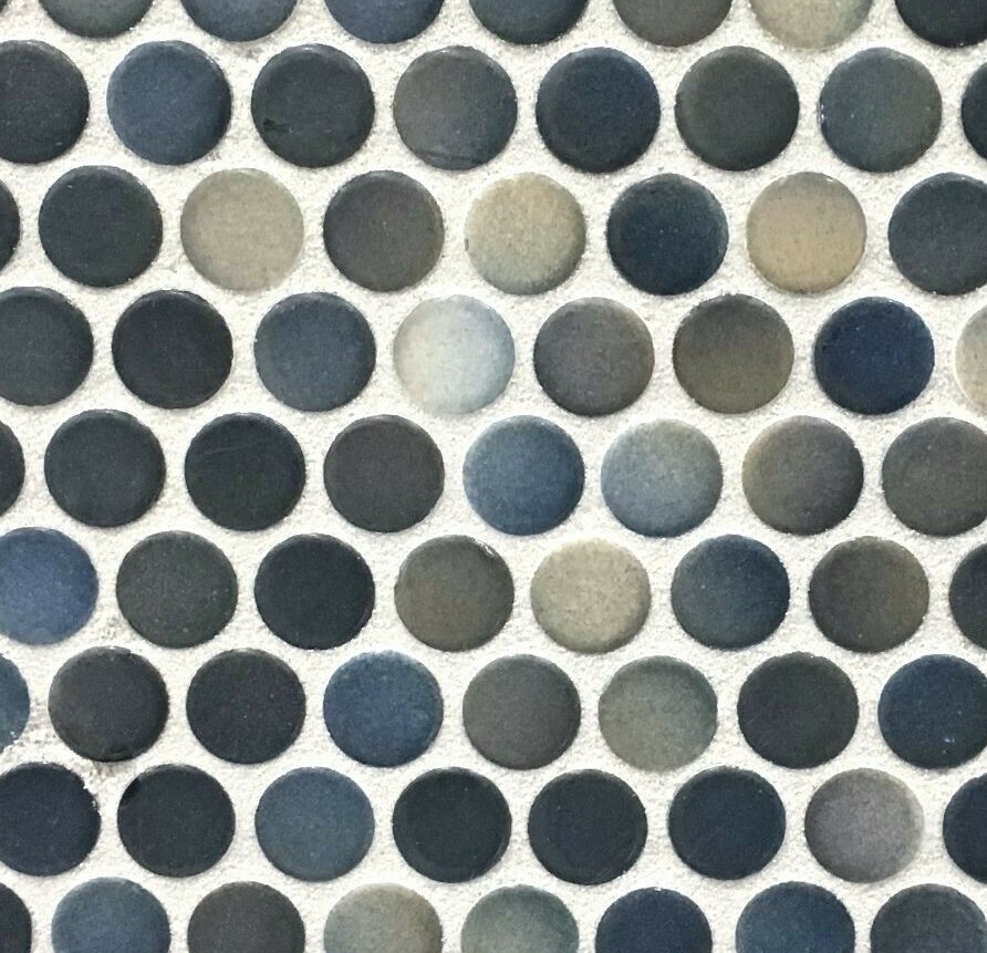 Penny Round 3/4″ Multi Color Blue Porcelain Mosaic Tile (SAMPLE SWATCH 3″X3″)