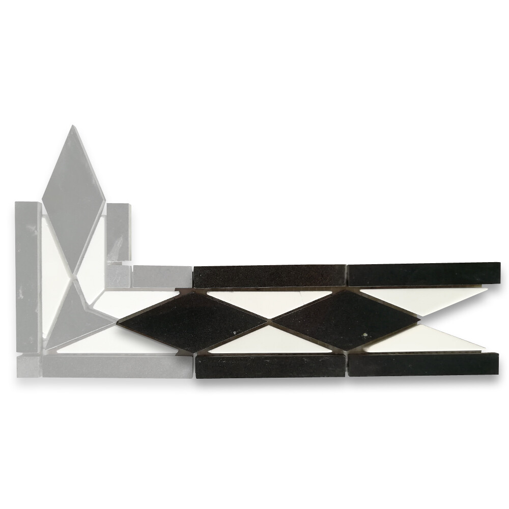 B0007P Marble Mosaic Border Listello Accent Tile Classic Nero 3×7.9 Polished