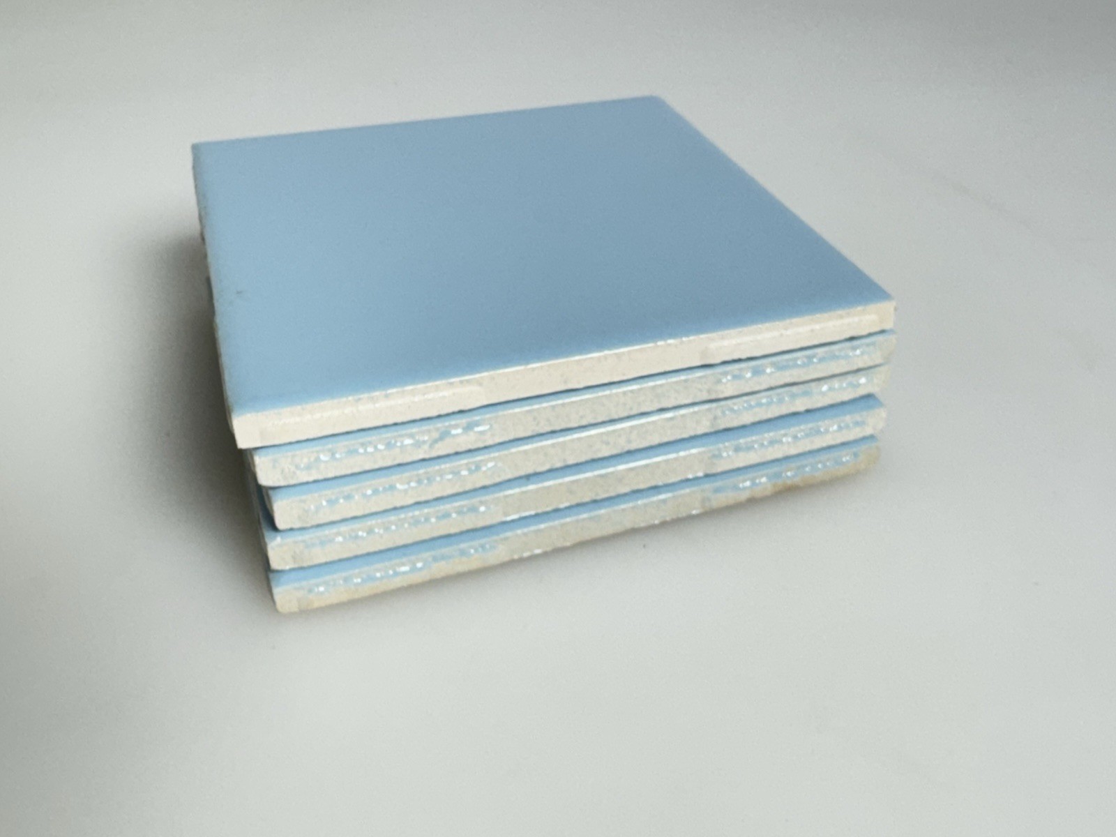 5 pc. Medium Blue 4-1/4″ Glossy Ceramic Tile; United States Tile Co. 1990’s NOS