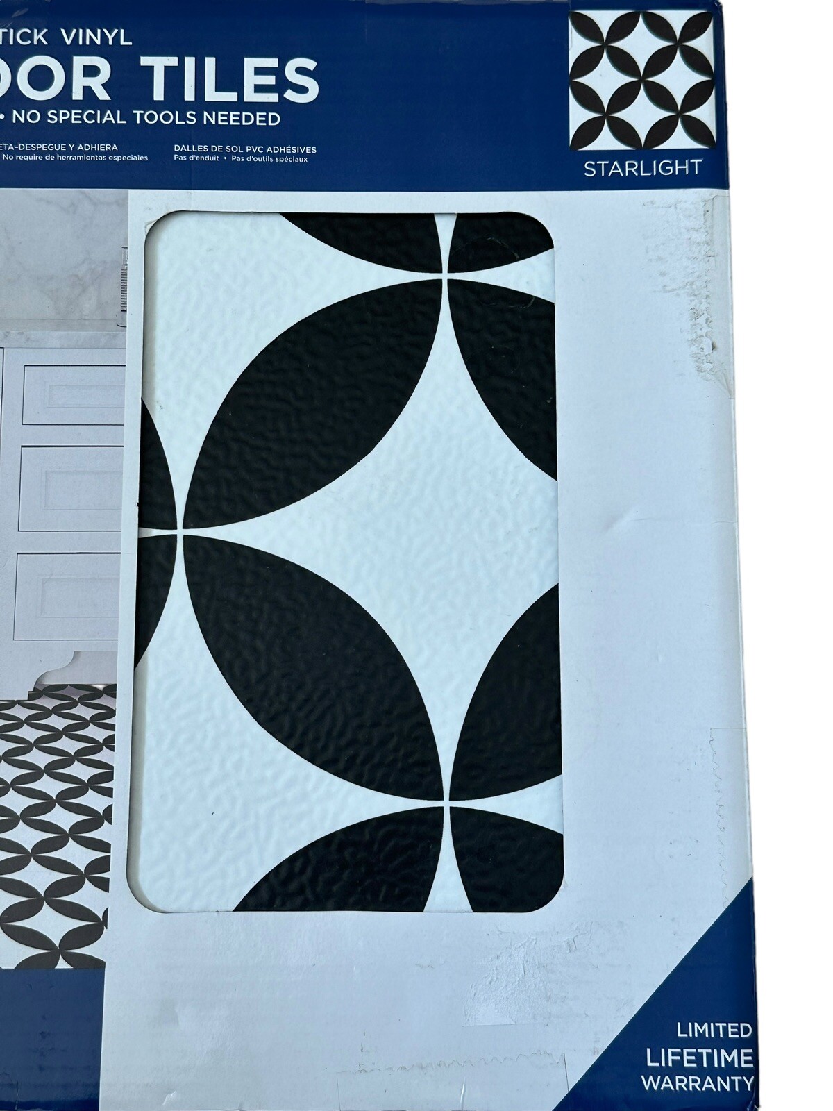 Floor Pops! Peel & Stick Floor Tiles Starlight Black White 10 Tiles 12 X 12 NEW