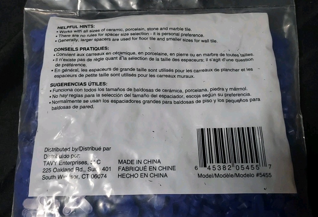 3/16″ 5mm Tavy Basix Tile Spacers 500 Blue Cross Spacers New Unopened Package