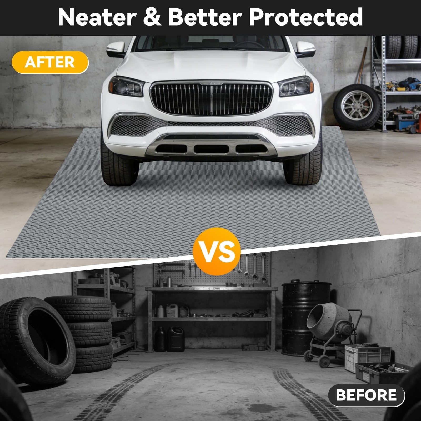 8×20 FT Garage Floor Mat, 2.8mm Thickened Flooring Roll Diamond Plate PVC Rub…