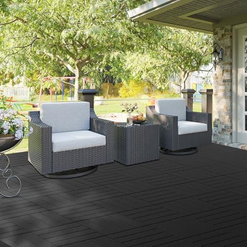 PCS Plastic Interlocking Decking Tiles Dark 12″ x 12″ 9 Dark Grey – Striped