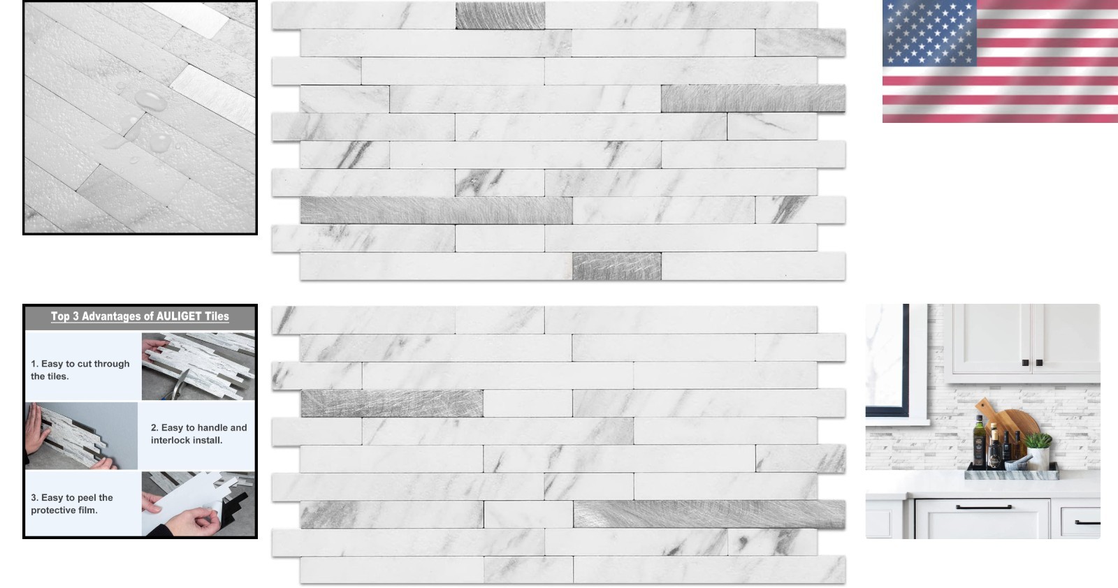 20 Sheets Scratch-Resistant White Marble PVC Backsplash for Easy DIY Upgrade