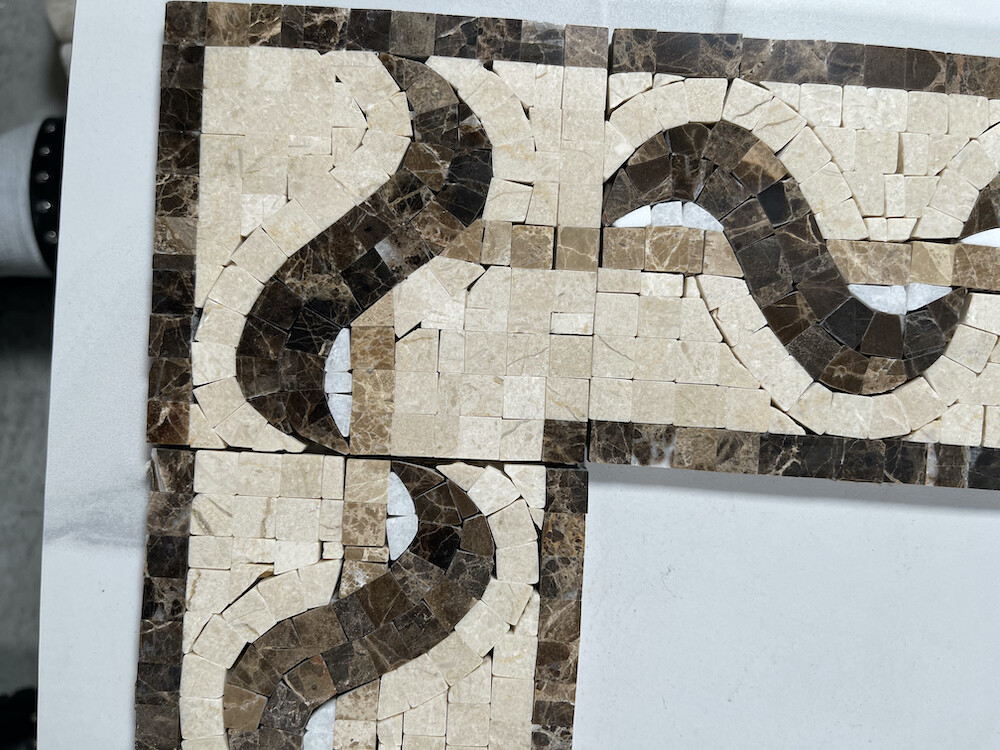 B0024CP Marble Mosaic Border Decorative Tile Melody Emperador 4×4 Polished