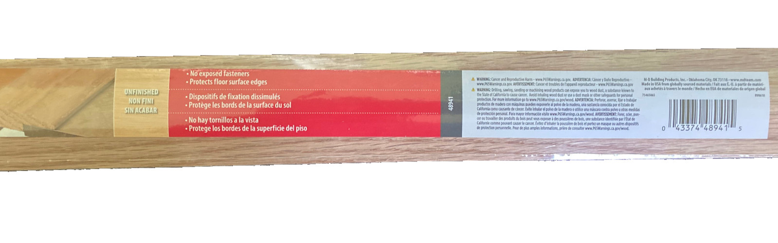 M-D Building Products 48941 T-Moulding 36″ Hardwood Unfinished New Free Shipping