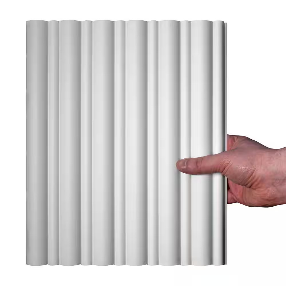 Flute 5/8 In. T X 7/8 Ft. X 8-1/2 Ft. White Primed Polystyrene Interlock 3D Deco