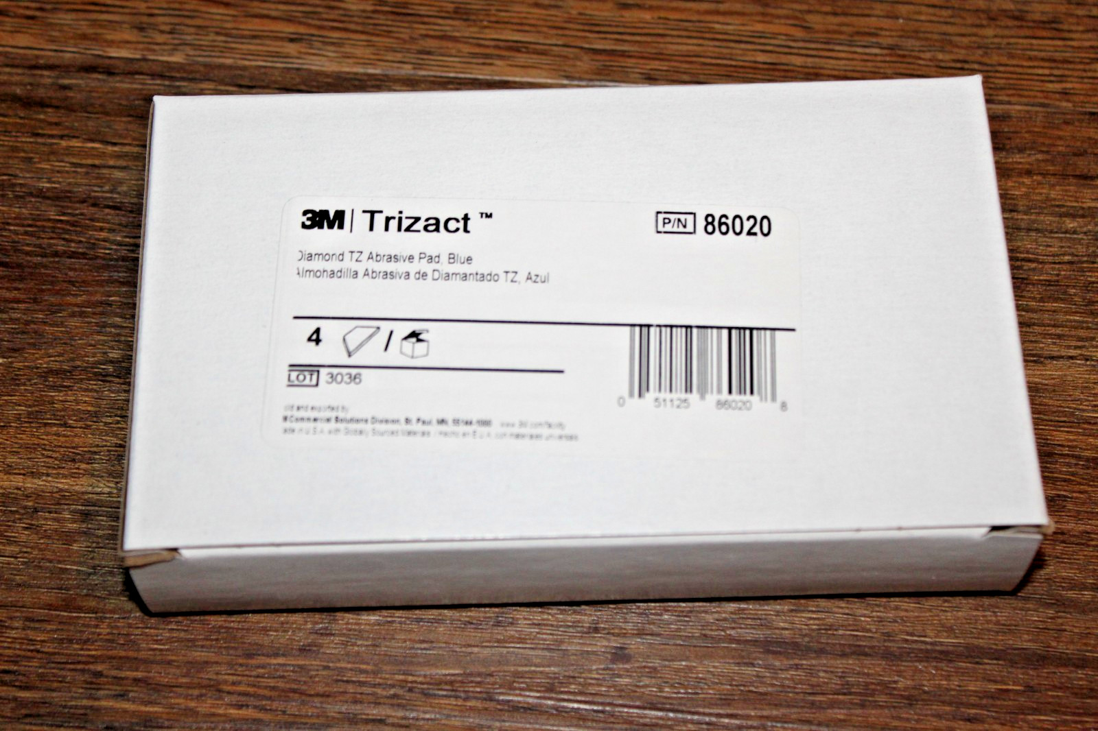 3M Trizact BLUE, 86020 Polishing Diamond TZ Abrasive Pad, Trapezoid, New 4 pack