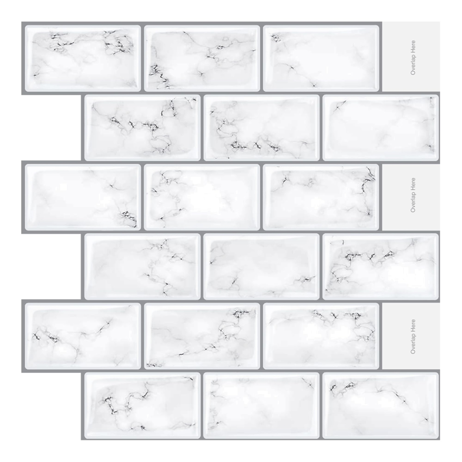 Peel and Stick Backsplash Wall Tiles – 10 Sheets White Marble Tile 12″ x 12″ …