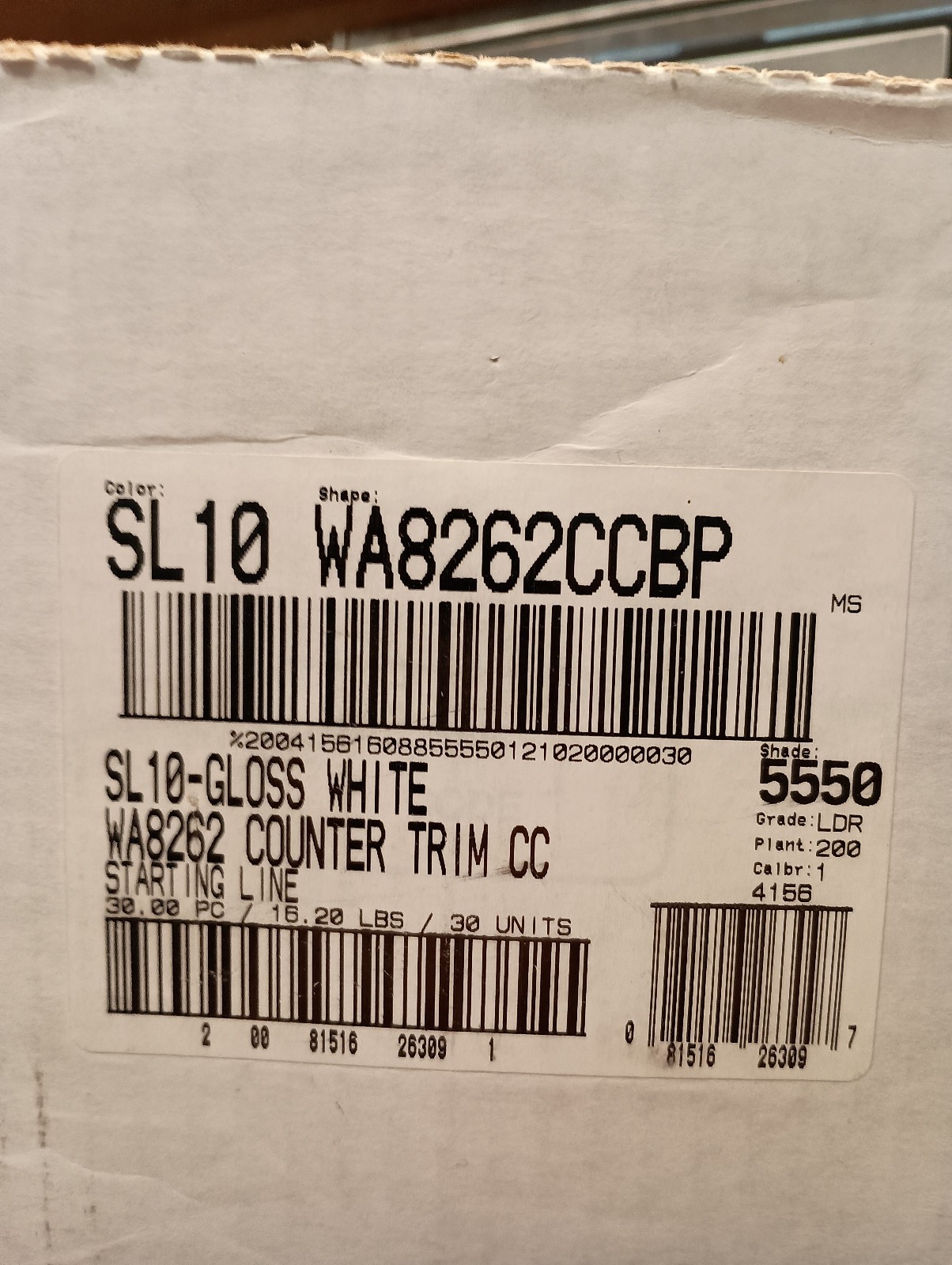 1 pc American Olean Vintage SL10 V cap Gloss white counter edge trim tile WA8262
