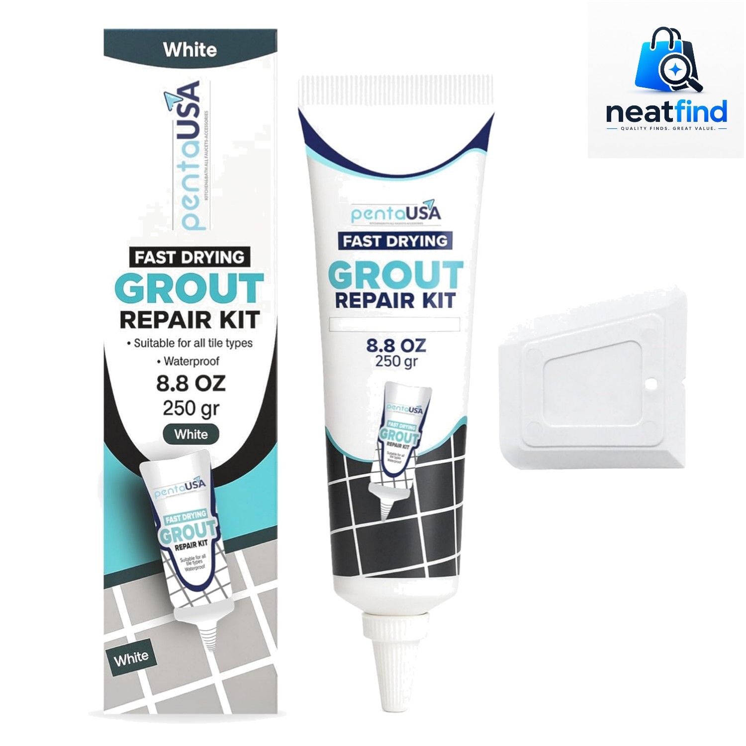 Premixed Tile Grout Repair – White 8.8oz/250g | Acrylic sanded formula, for b…
