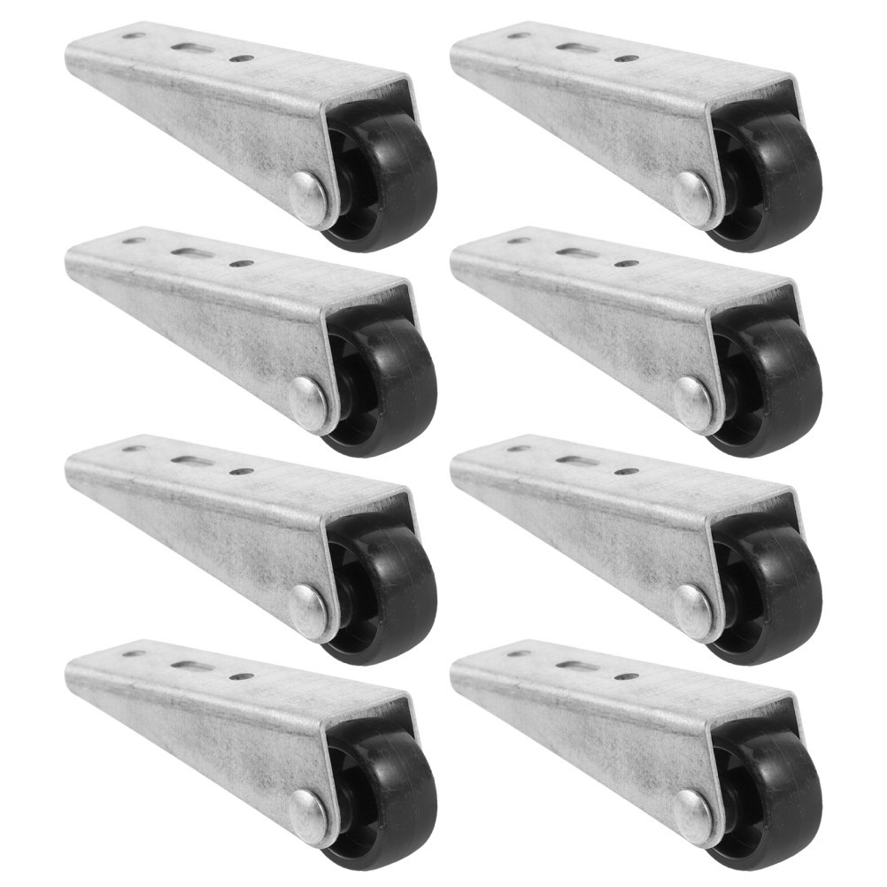 8Pcs Silver Gate Repair Wheels Durable Nylon Steel Door Bottom Casters