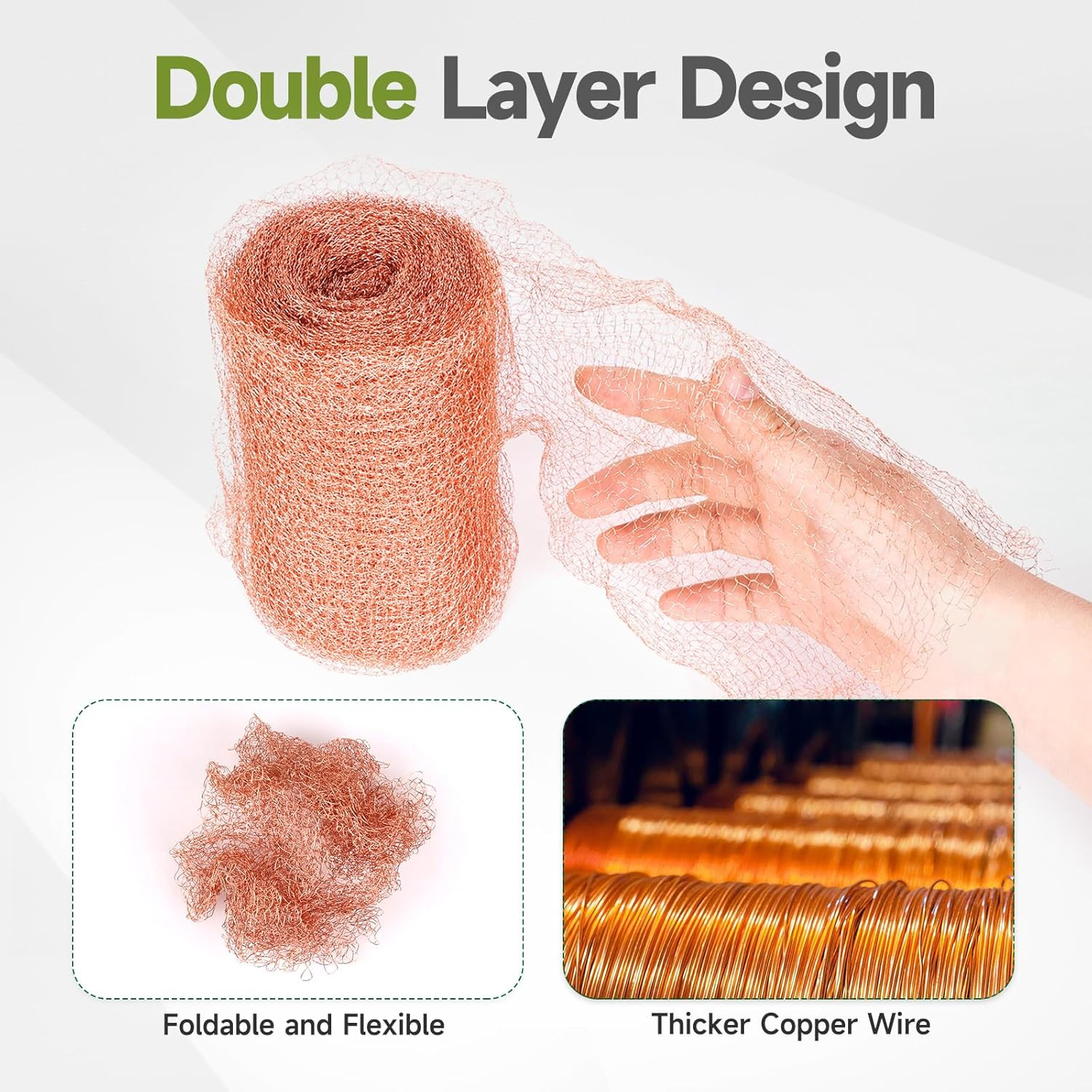 Copper Mesh Rodent Control, 5In X 32Ft Premium Copper Wool Ideal for Hole Blocki