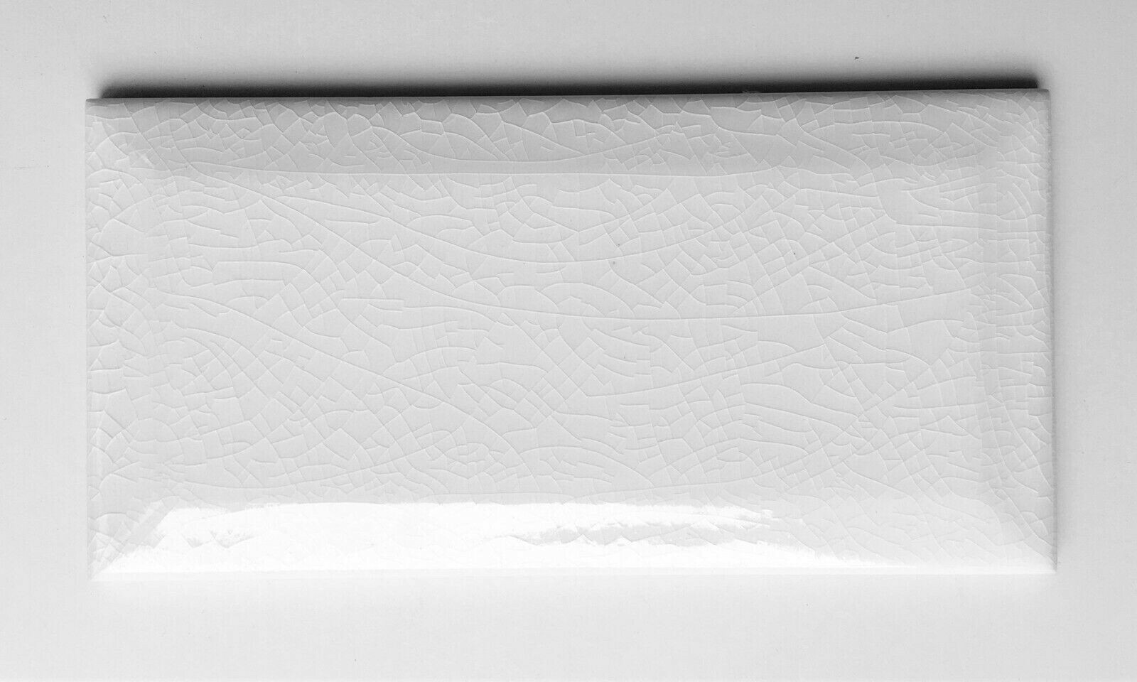 3×6 White Beveled Crackled Glossy Glaze Ceramic Tile Wall Decor Bath Kitchen