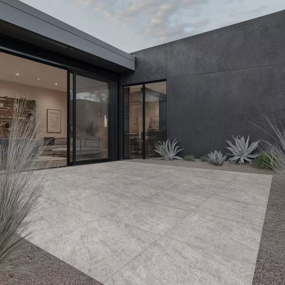 Quartz Silver 24 In. X 24 In. X 0.79 In. White Stone Look Matte Porcelain Paver