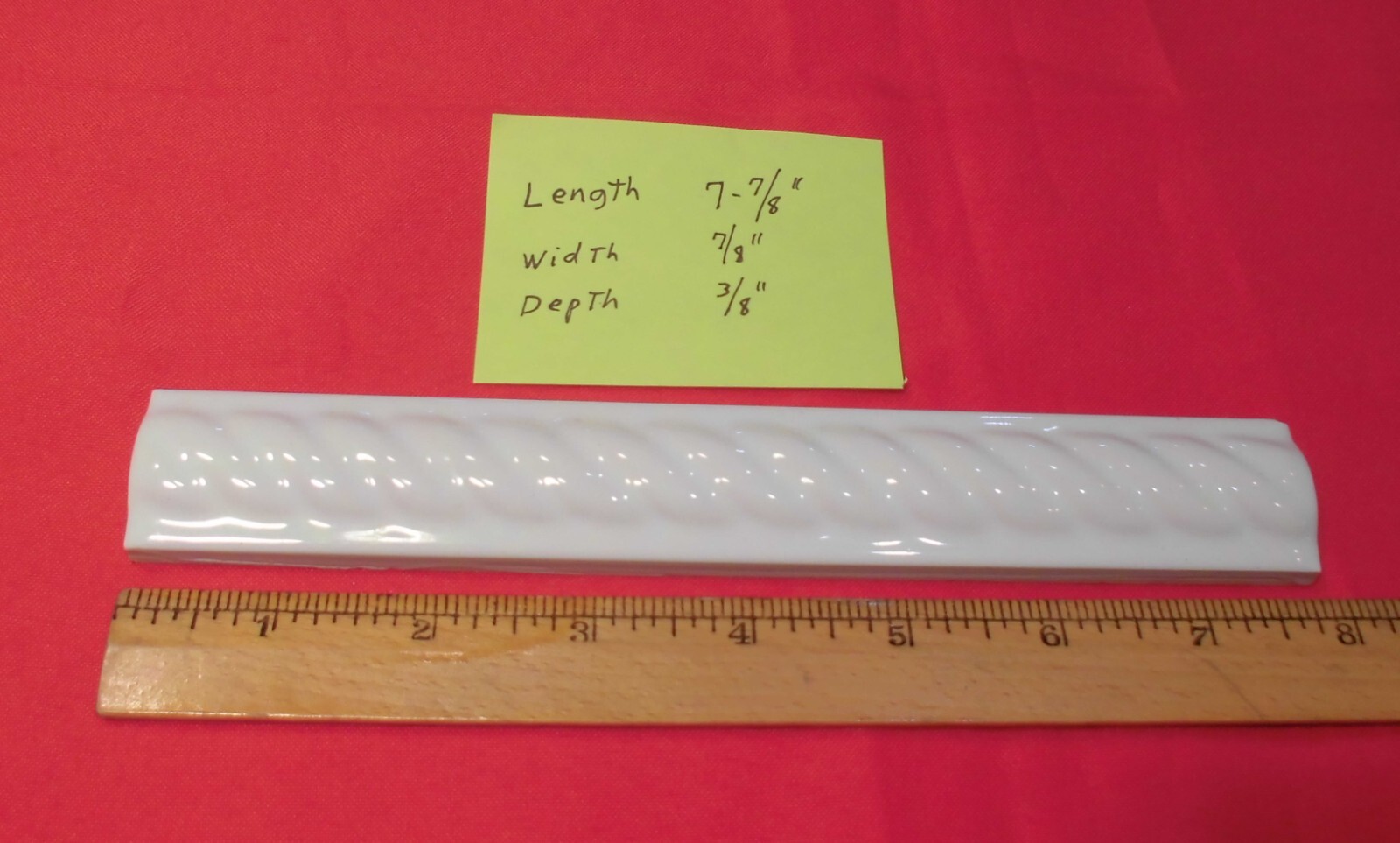 1 pc. Brilliant White: Glossy Ceramic Tile: Liner – Sizzle: 7-7/8″ X 7/8″ Rope