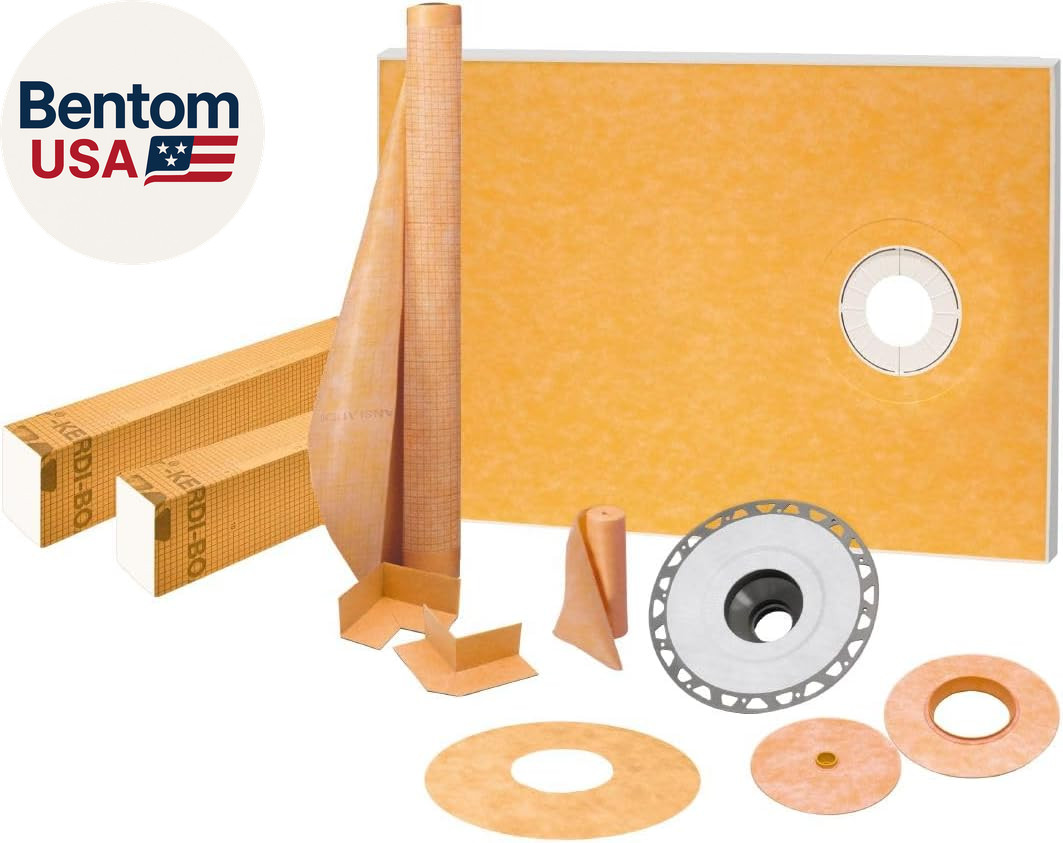 Schluter Kerdi Shower Kit with Shower Tray, Curb, Waterproofing Membrane, Strips