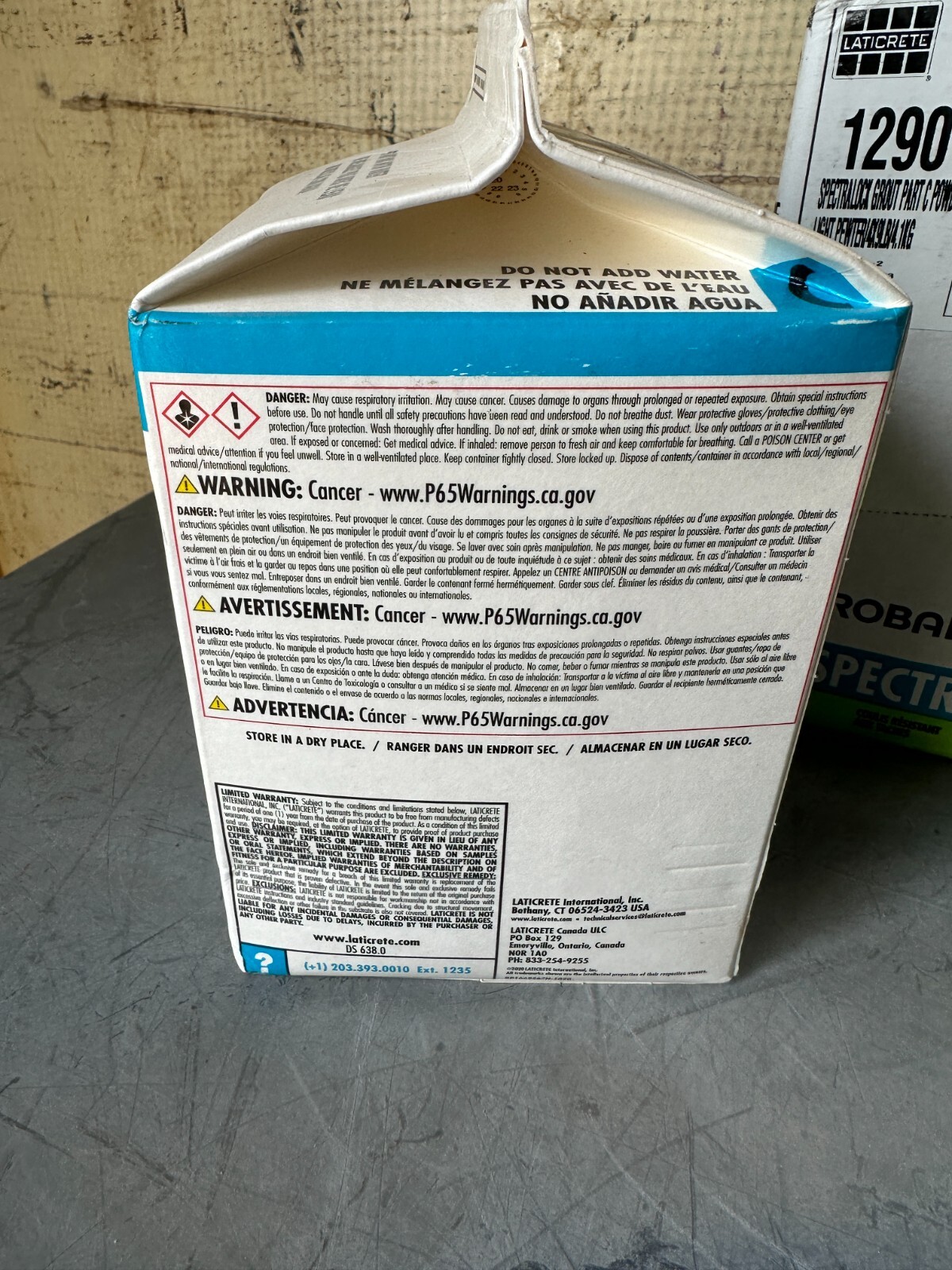 Laticrete Spectralock Grout Part C Powder Full Unit 9 lb Stain Res. Light Pewter